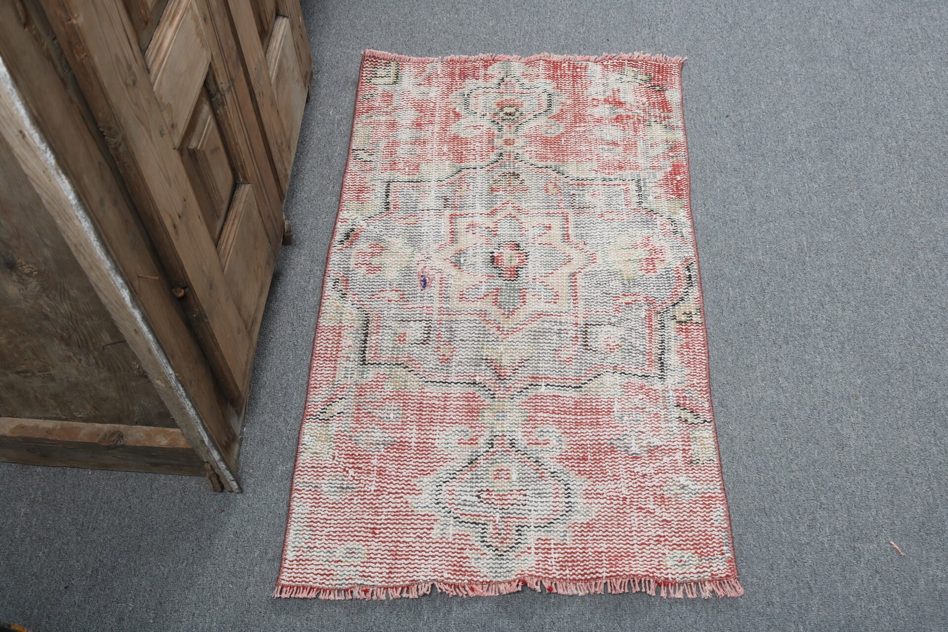 Rugs for Bath, Red Bedroom Rugs, Kitchen Rug, Vintage Rug, 2x3.4 ft Small Rugs, Oushak Rug, Turkish Rugs, Door Mat Rug, Small Boho Rugs