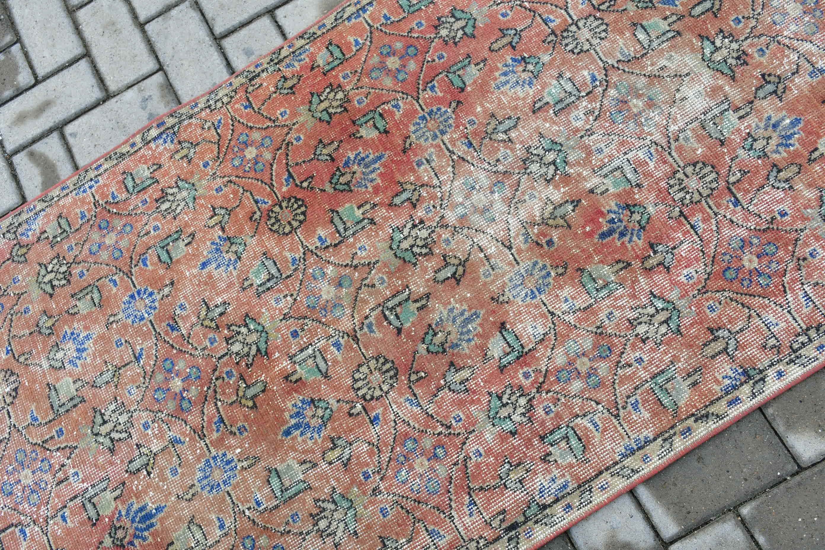 Kırmızı Yün Halılar, Giriş Halıları, Yatak Odası Halıları, Vintage Halı, 2,9x6,5 ft Accent Halı, Yer Halısı, Türk Halıları, Çocuk Halısı