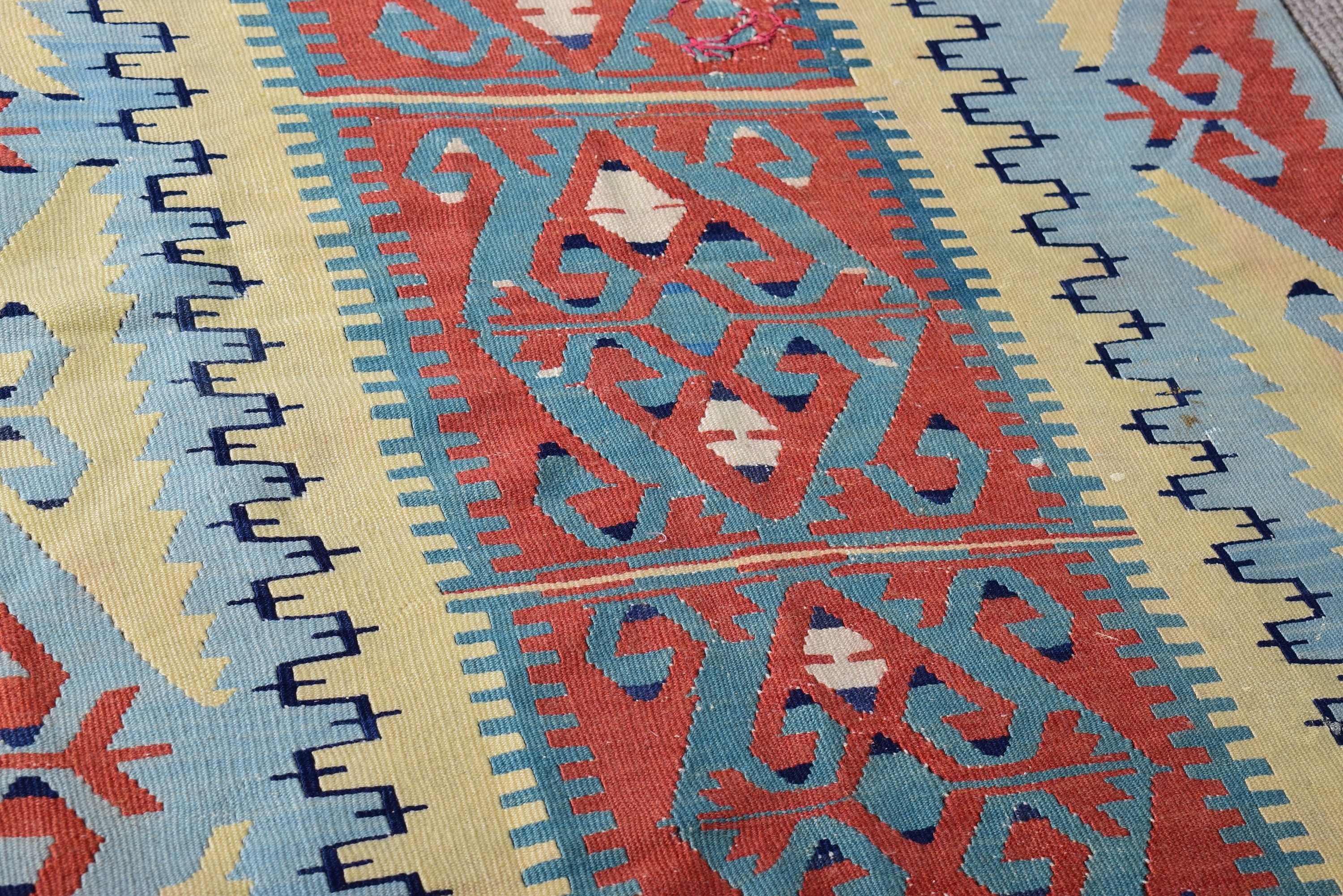 Kilim, Banyo Halısı, Turuncu Antika Halılar, 3x4,3 ft Küçük Halılar, Giriş Halısı, Yer Halısı, Türk Halısı, Ev Dekorasyonu Halıları, Antika Halı, Vintage Halı