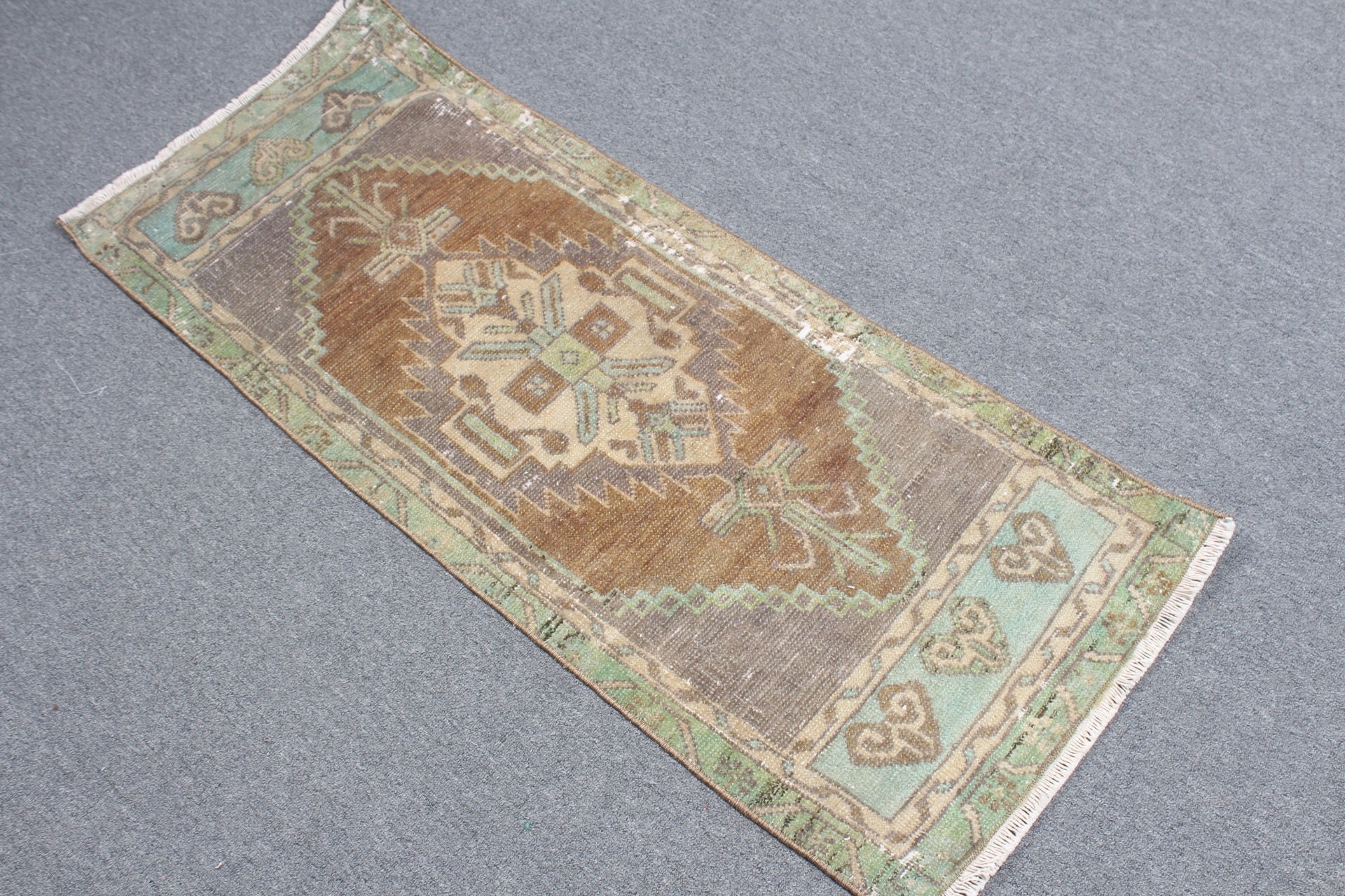 Wall Hanging Rug, Cool Rug, Turkish Rug, Car Mat Rugs, Rugs for Bath, Vintage Rugs, Brown  1.5x4 ft Small Rug