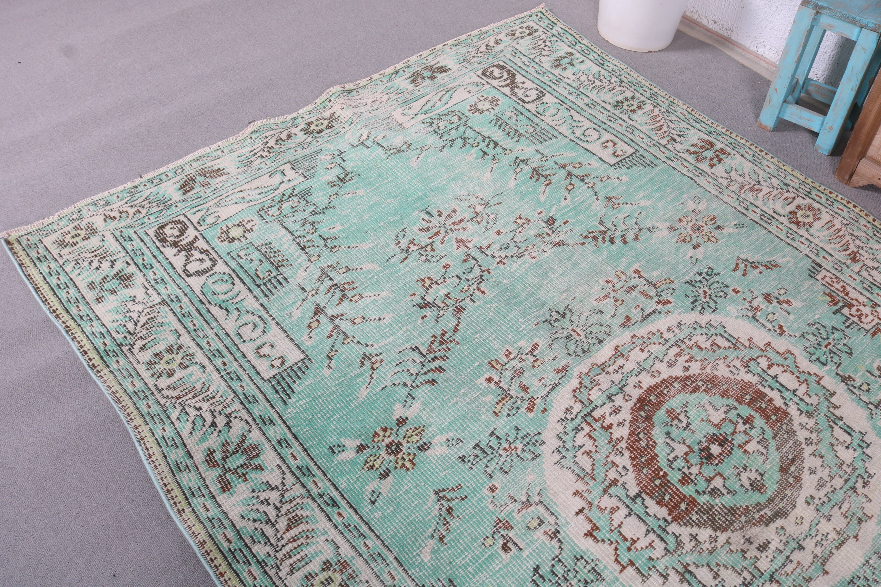 Wool Rug, Bedroom Rug, Green Cool Rugs, Moroccan Rugs, Rugs for Living Room, Turkish Rugs, Salon Rug, Vintage Rug, 5.3x9 ft Large Rug