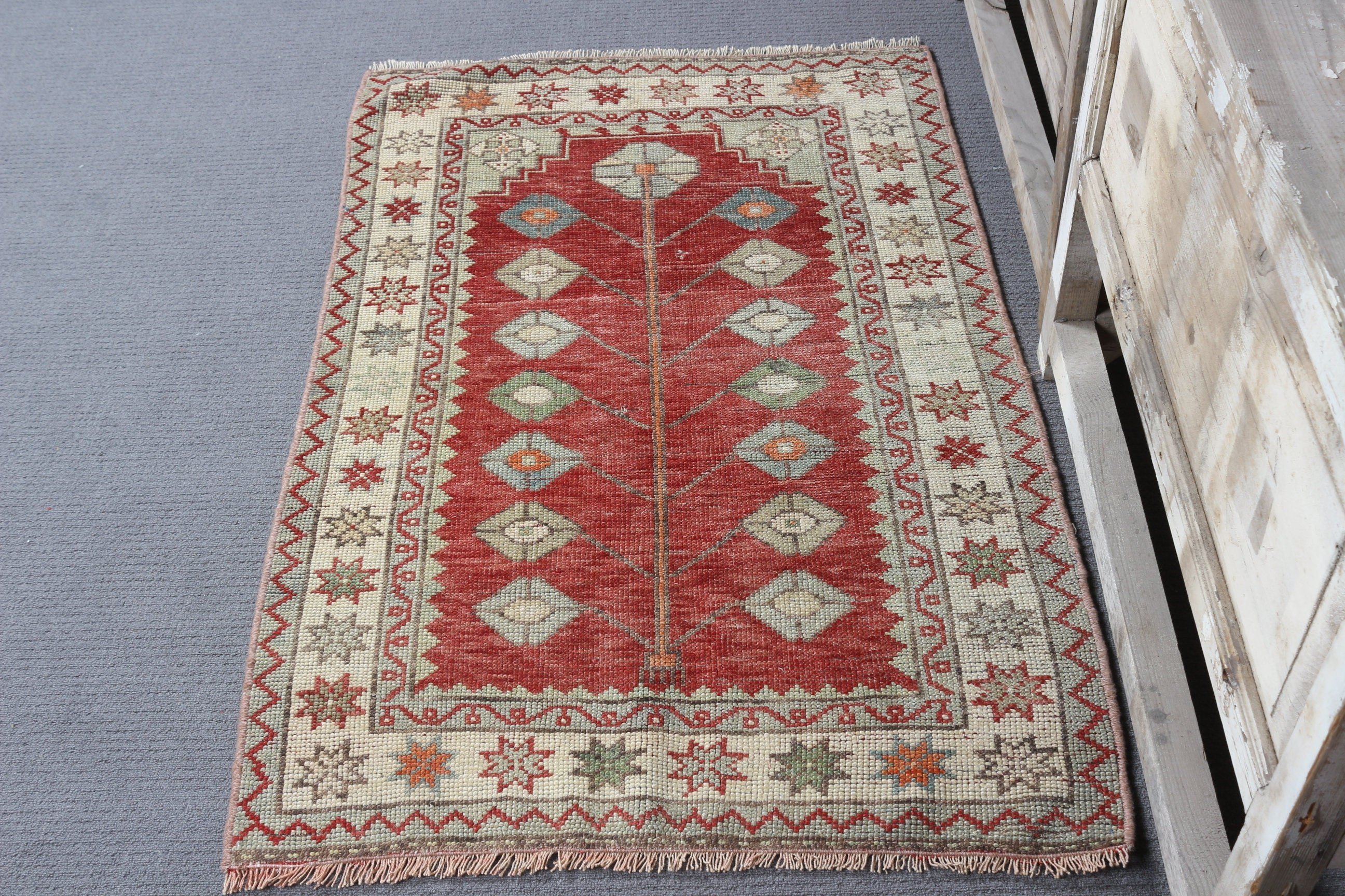 Kırmızı 2.7x4.1 ft Küçük Halı, Banyo Halısı, Türk Halıları, Mutfak Halısı, Vintage Halılar, Fas Halıları, Banyo Paspası Sevimli Halı, Giriş Halıları