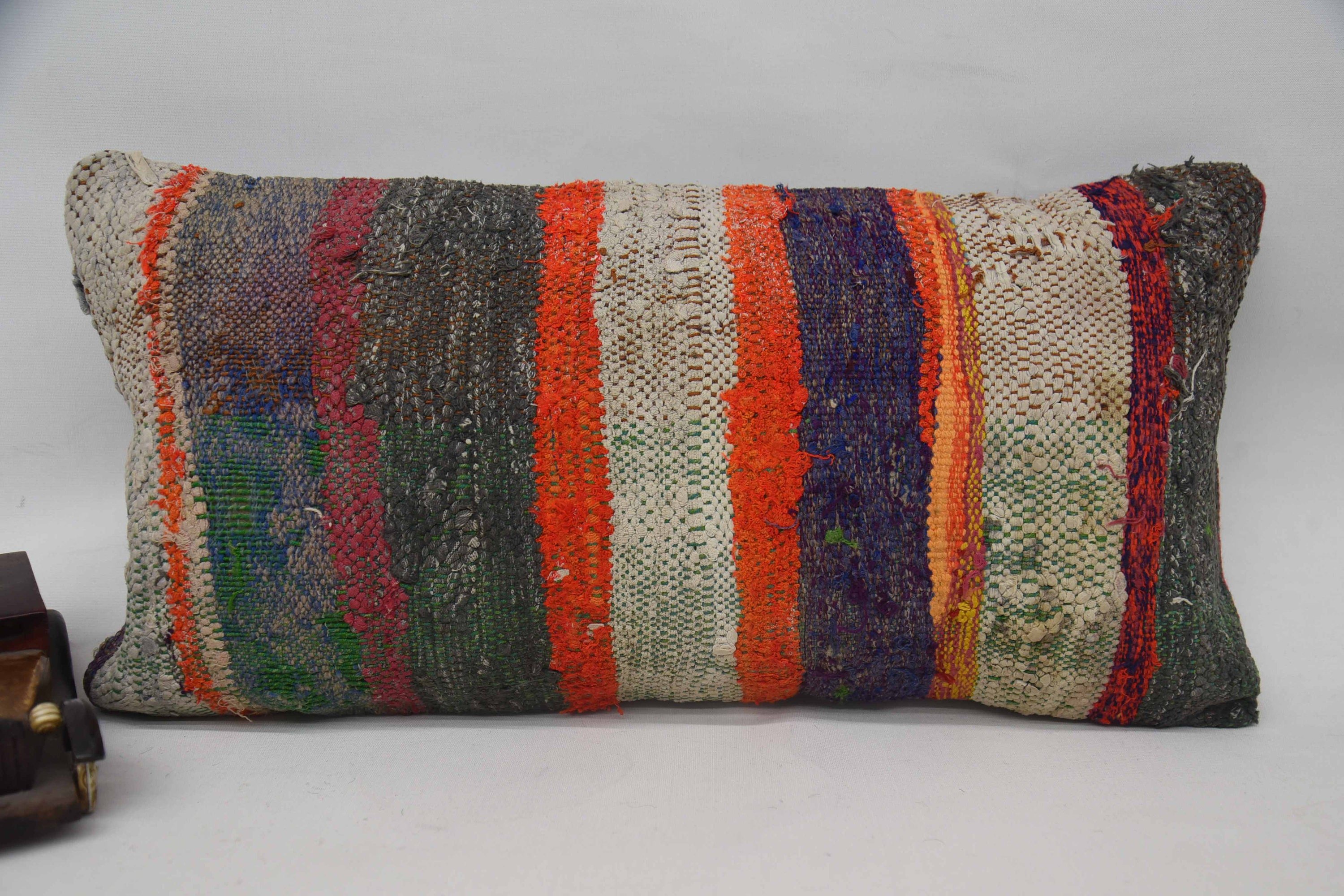 Decorative Bolster Pillow Cover, Throw Kilim Pillow, Pillow for Sofa, Kilim Pillow Cover, Car Pillow, 12"x24" Orange Pillow