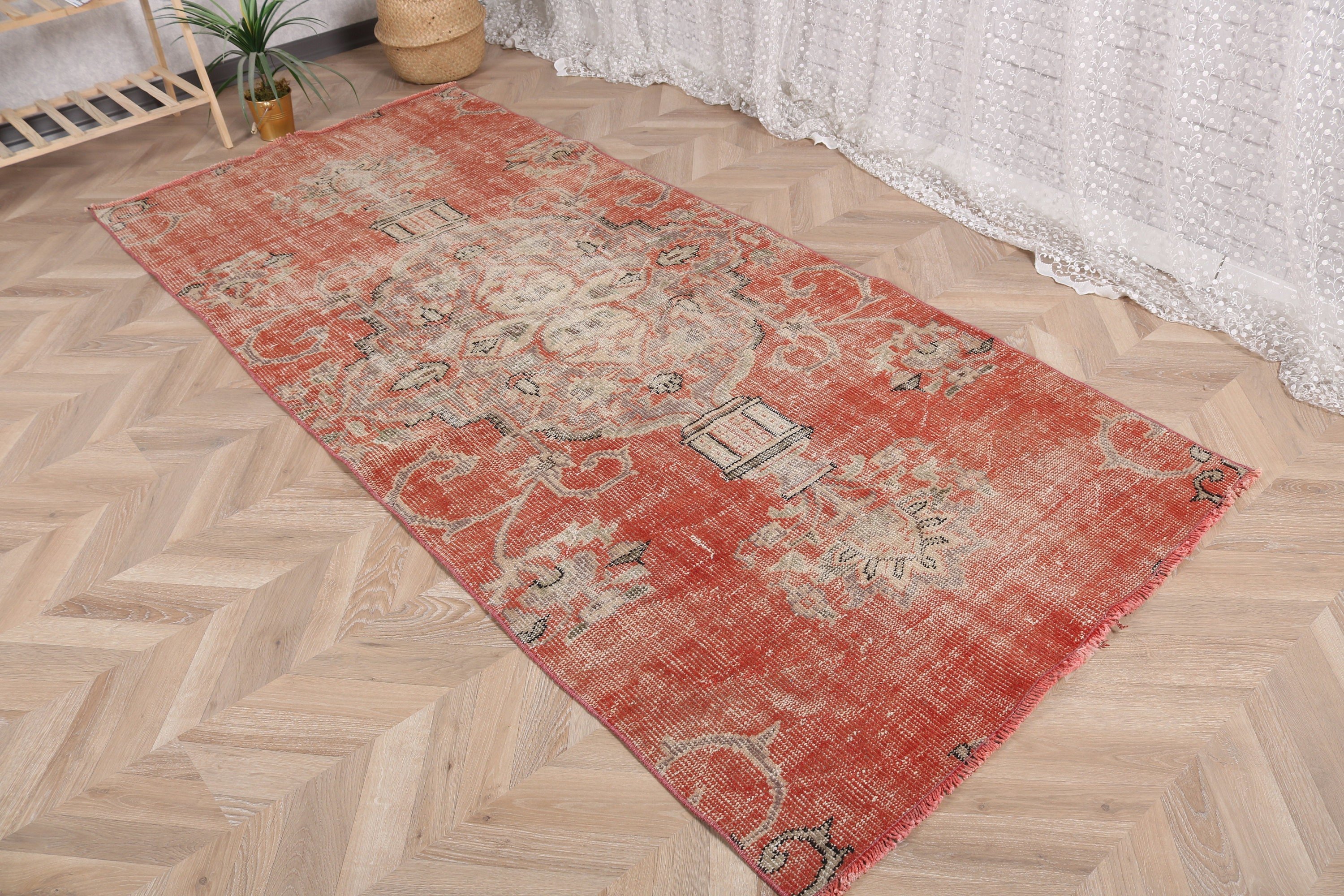 3,7x8,3 ft Alan Halısı, Boho Alan Halıları, Düz Dokuma Halılar, Vintage Halı, Türk Halısı, Kırmızı Anadolu Halıları, Çocuk Halıları, Modern Halı