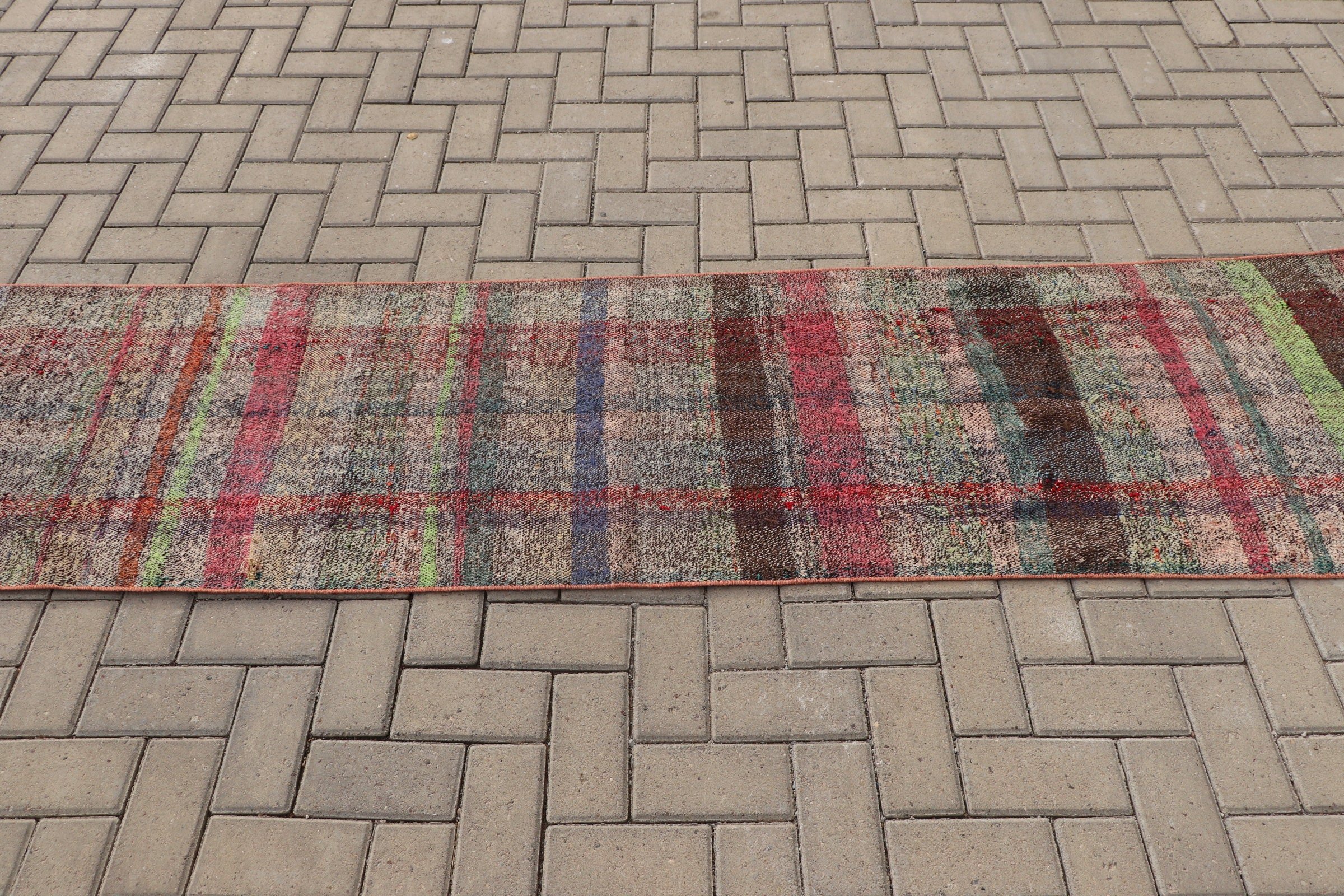 Havalı Halı, Vintage Halı, Bej Oryantal Halı, Merdiven Halısı, 2,1x8,7 ft Koşucu Halısı, Koridor Halıları, Türk Halısı, Koridor Halıları, Kilim, Yün Halı