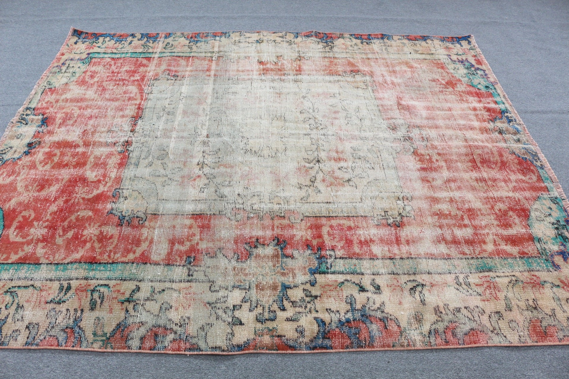 Moroccan Rug, Red Bedroom Rug, Vintage Rugs, Dining Room Rug, Turkish Rug, 6.5x7.8 ft Large Rugs, Retro Rug, Living Room Rug