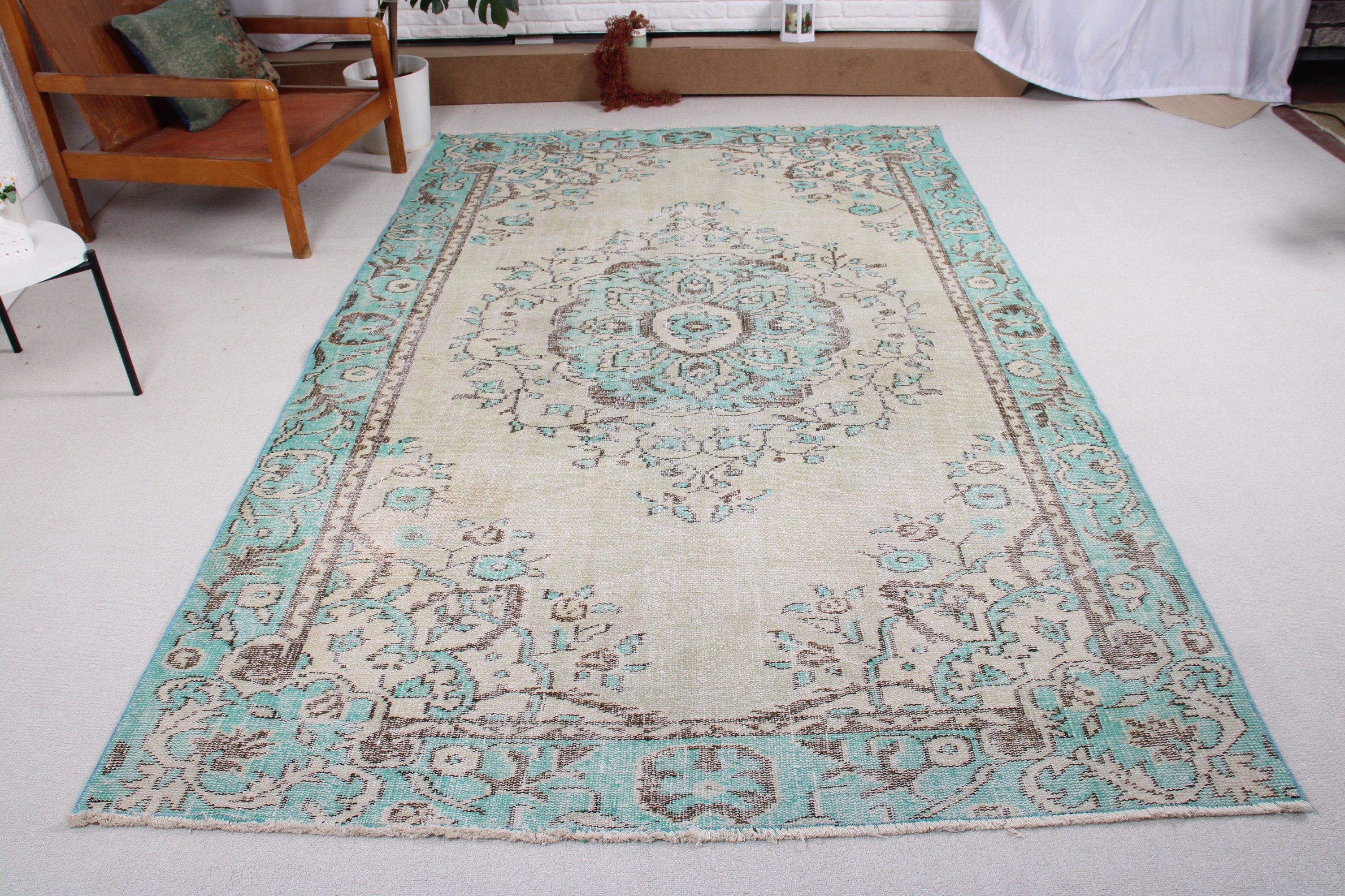 Yeşil Lüks Halılar, Türk Halısı, 5.7x9.1 ft Büyük Halılar, Kabile Halıları, Vintage Halılar, Yün Halı, Büyük Boho Halıları, Yemek Odası Halısı, Yer Halısı