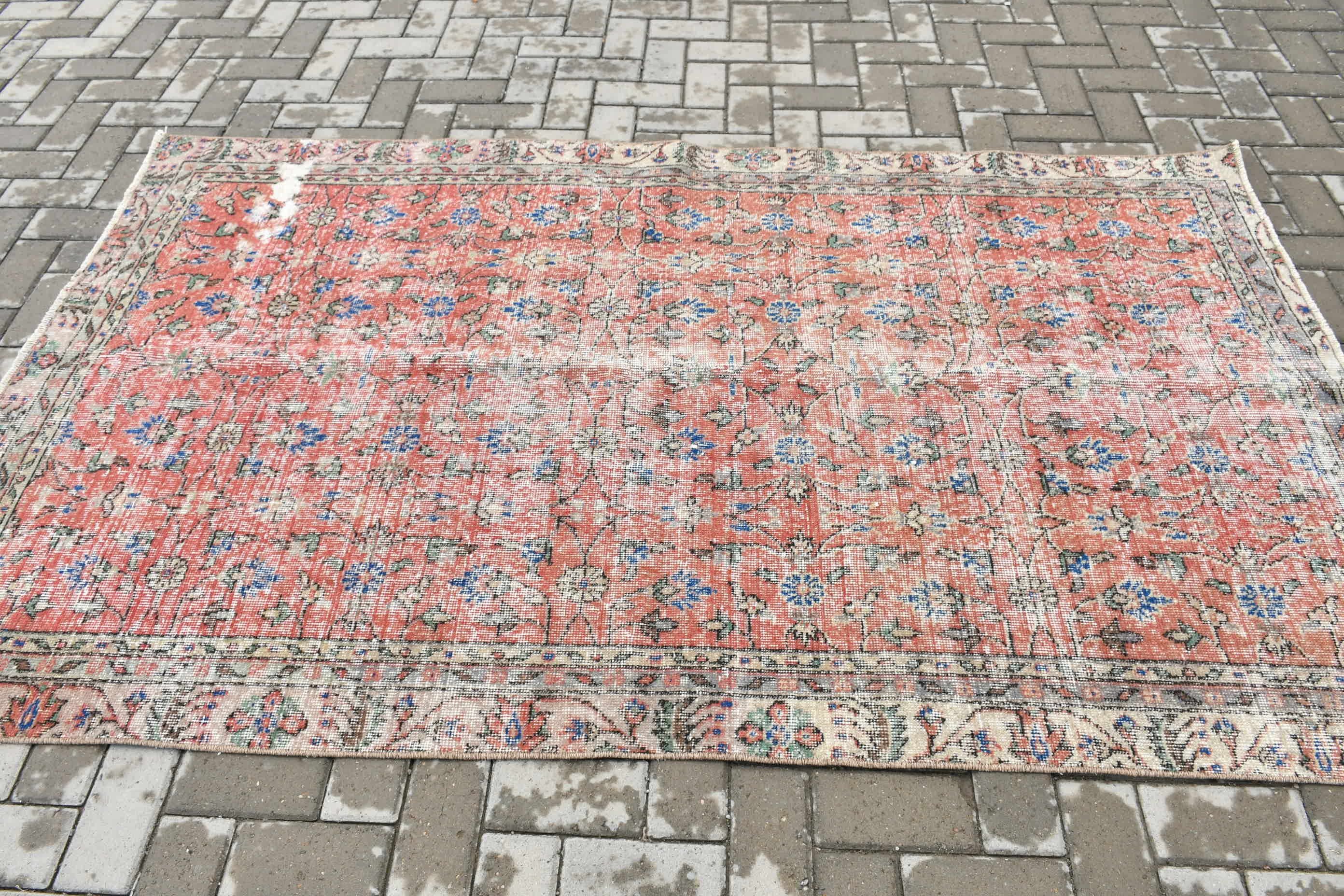 Oushak Rug, Vintage Rugs, Oriental Rug, Aztec Rug, Red Floor Rug, Dining Room Rugs, 4.6x7.5 ft Area Rugs, Turkish Rugs, Living Room Rug