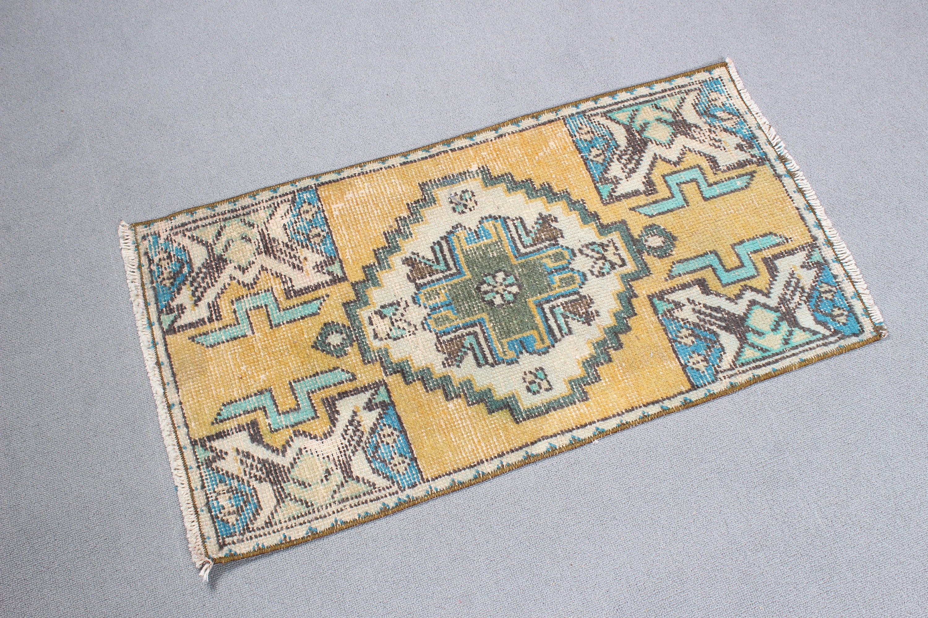 Nursery Rugs, Yellow Home Decor Rugs, 1.5x2.8 ft Small Rugs, Vintage Rug, Small Vintage Rugs, Turkish Rugs, Luxury Rug, Statement Rugs