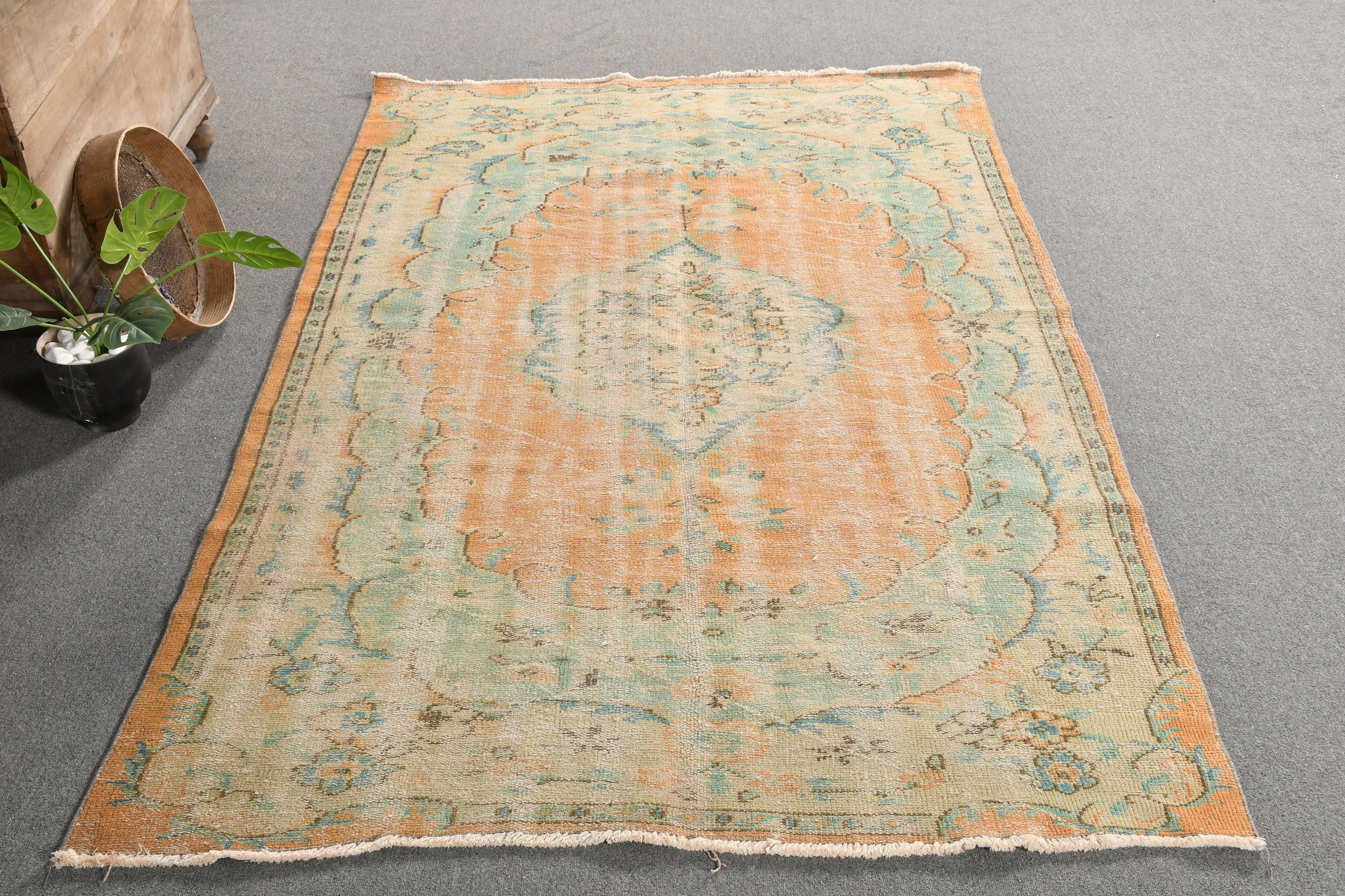 Cool Rugs, Oriental Rug, 5.1x8.3 ft Large Rug, Orange Cool Rug, Living Room Rug, Salon Rugs, Turkish Rug, Vintage Rugs, Vintage Decor Rug