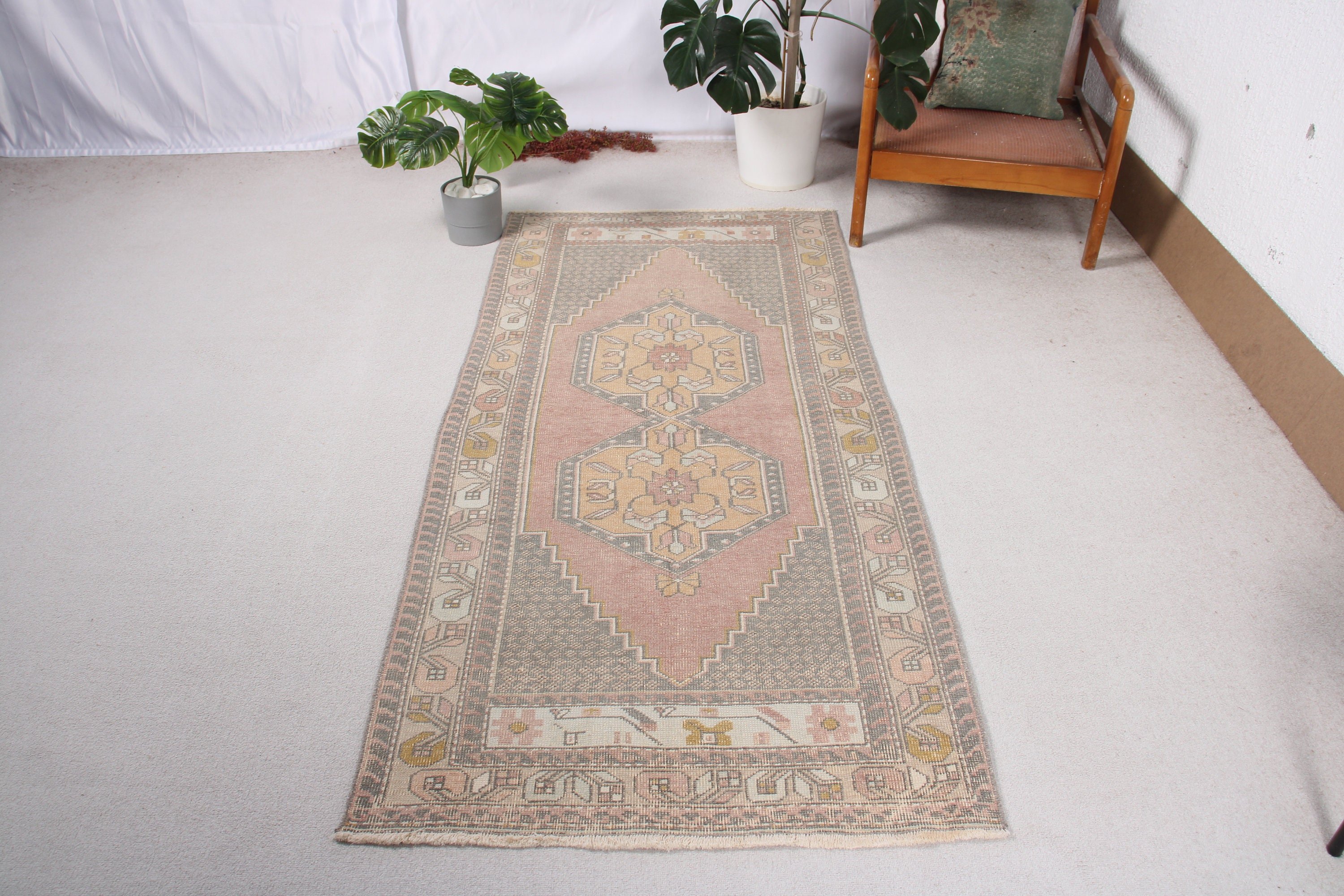 Türk Halıları, Aztek Halıları, 3,1x6,8 ft Aksan Halıları, Yün Halıları, Vintage Halı, Mavi Modern Halı, Giriş Halıları, Yatak Odası Halısı, Boho Halıları