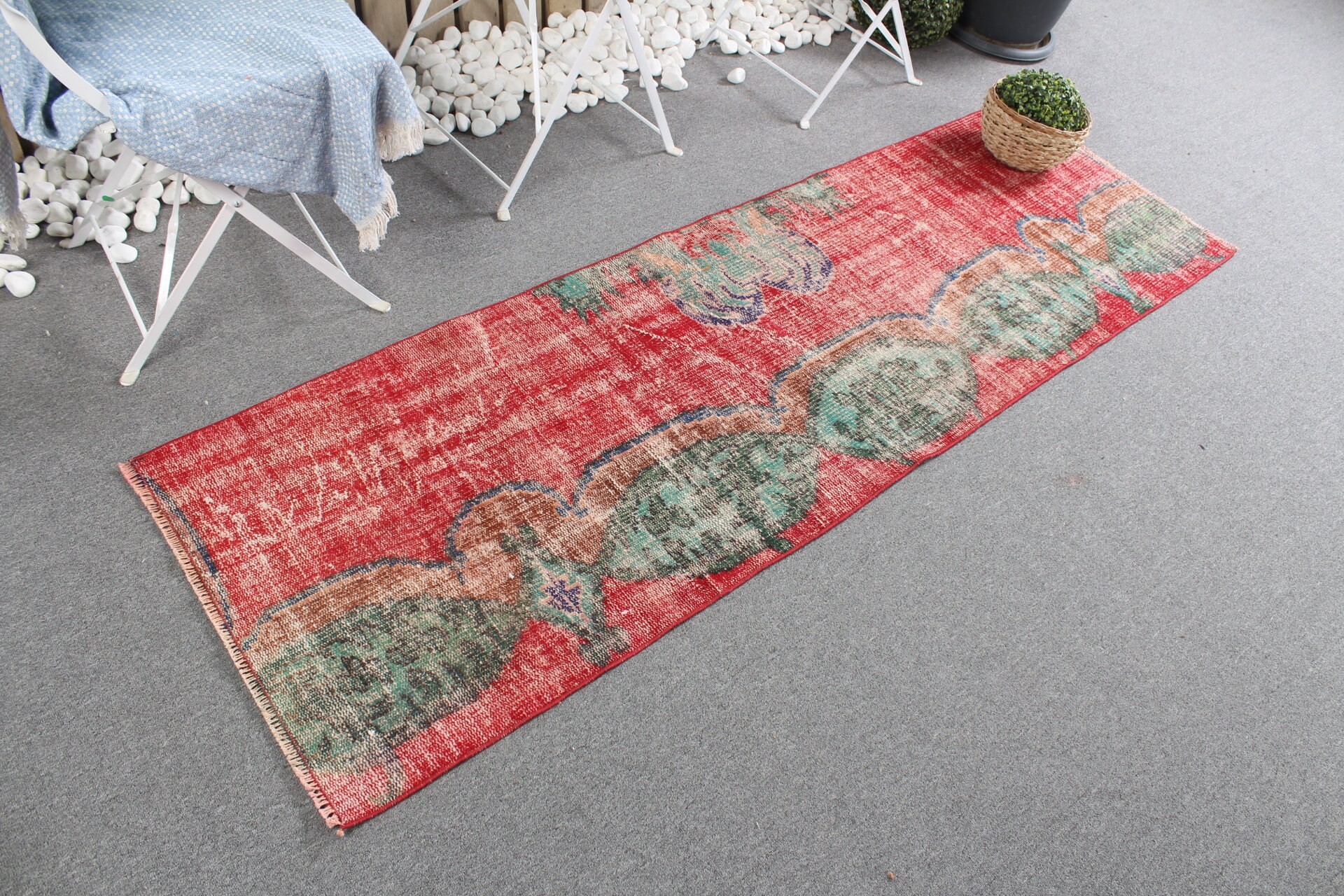 Nomadic Rug, Red Kitchen Rugs, Turkish Rug, 2.2x7.2 ft Runner Rug, Kitchen Rug, Corridor Rug, Oushak Rug, Rugs for Kitchen, Vintage Rug