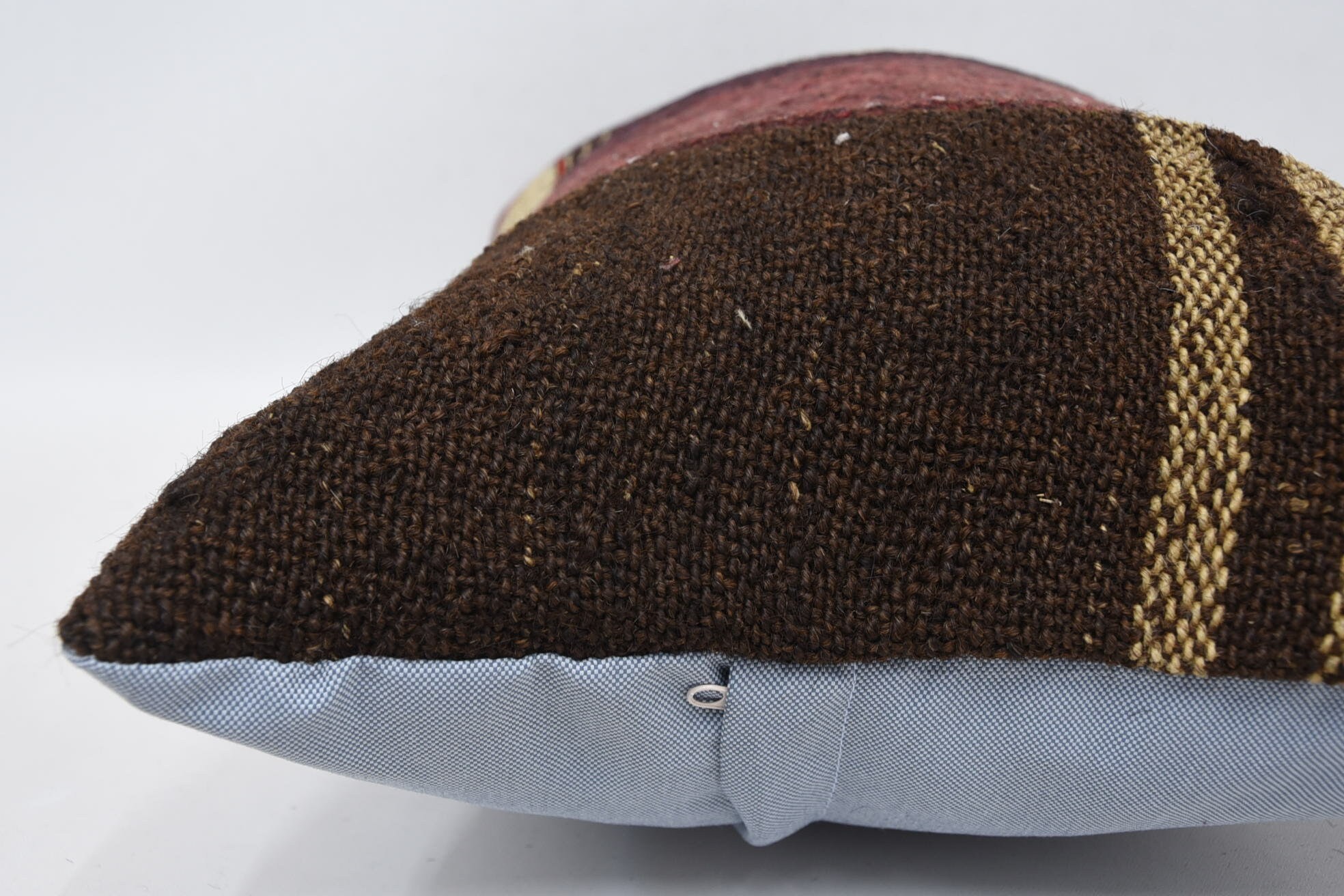 Turkish Pillow, Meditation Pillow Sham, Interior Designer Pillow, 16"x24" Brown Cushion, Kilim Cushion Sham, Wool Kilim Pillow Cushion