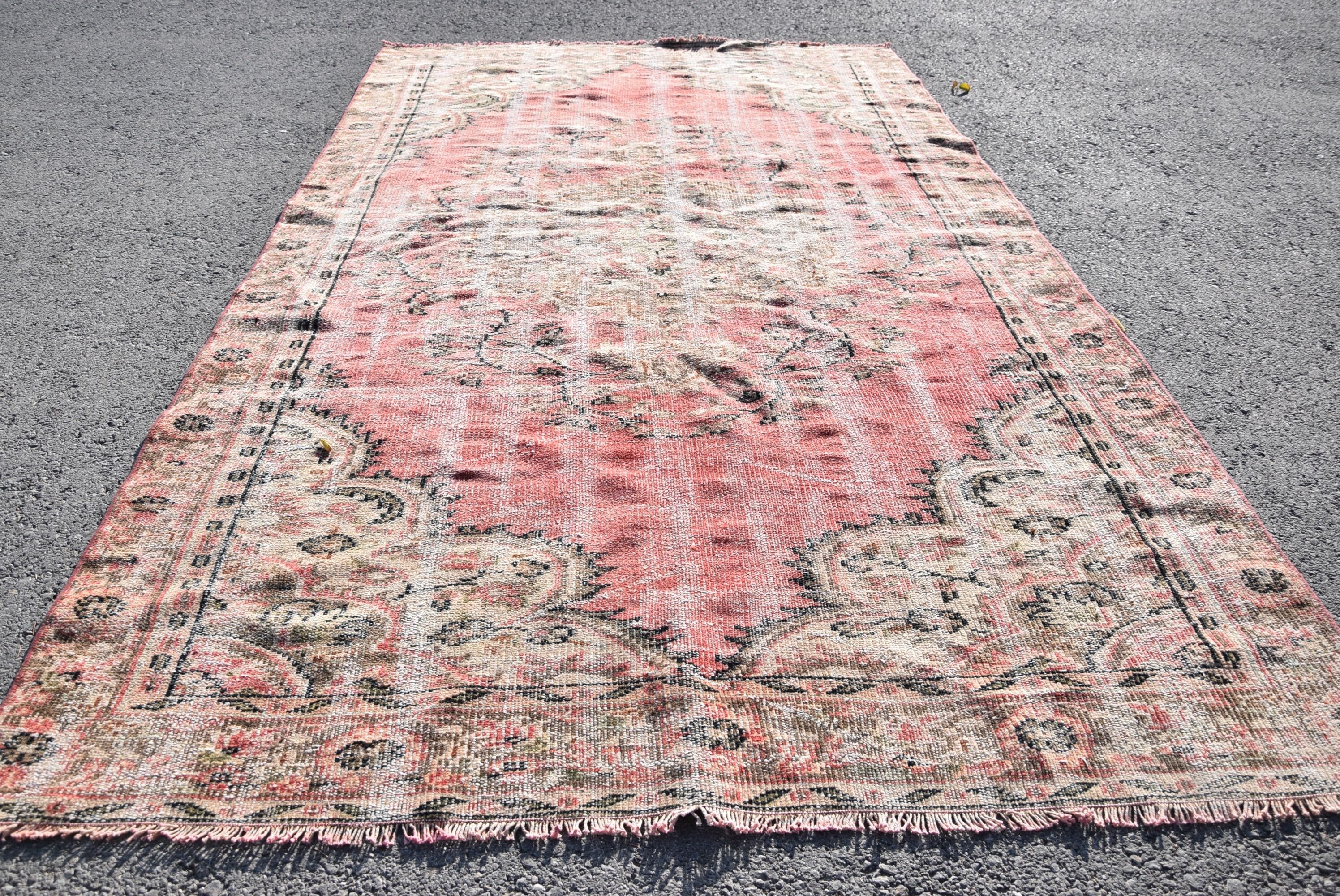 Salon Rug, Dining Room Rug, Vintage Rug, Wool Rugs, Turkish Rug, Pink Wool Rug, 5.4x9 ft Large Rug, Rugs for Bedroom, Oushak Rug, Art Rug