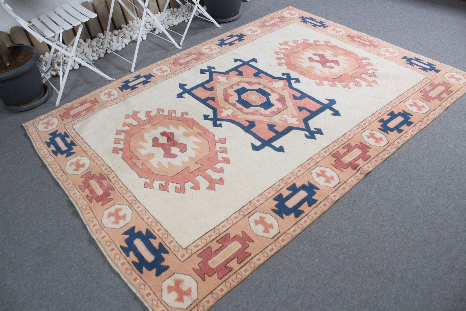 5.6x7.9 ft Large Rug, Beige Anatolian Rug, Bedroom Rugs, Rugs for Salon, Turkish Rug, Home Decor Rug, Vintage Rug, Living Room Rug