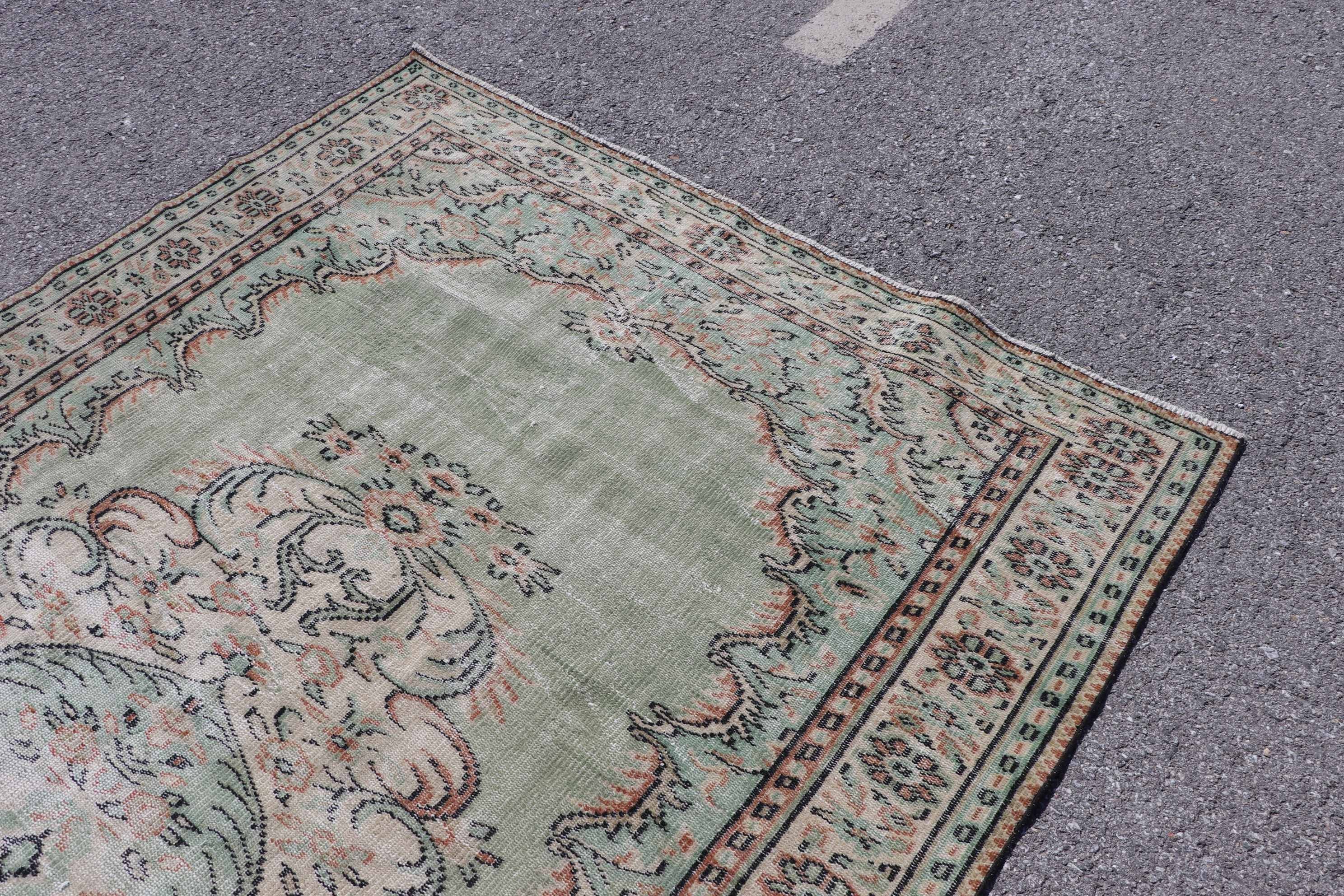 Dining Room Rug, 5.9x9.5 ft Large Rugs, Oushak Rug, Green Home Decor Rug, Art Rug, Moroccan Rug, Bedroom Rugs, Vintage Rugs, Turkish Rugs