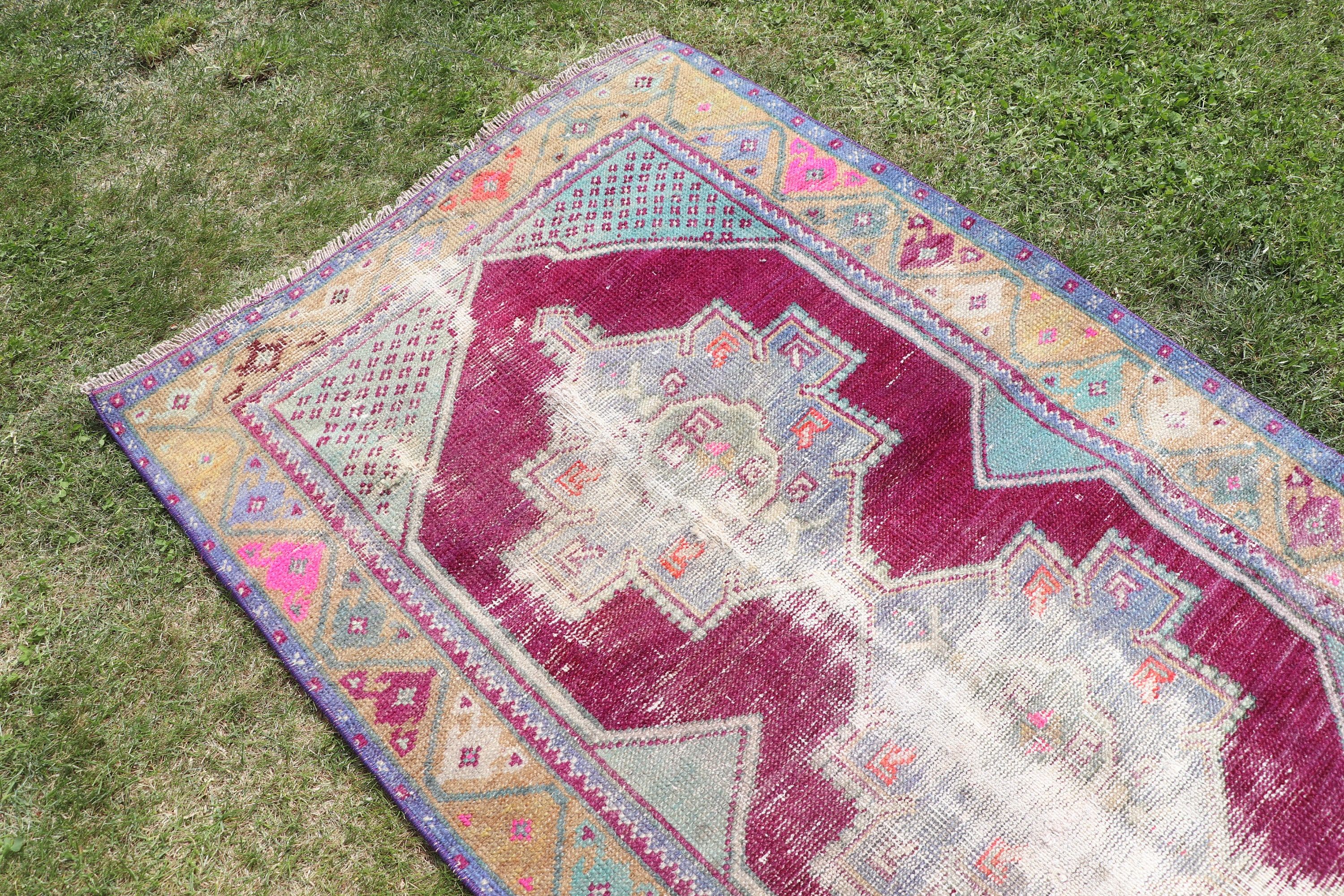 Oryantal Halılar, Uzun Yolluk Halı, Vintage Halı, Mor Oryantal Halı, Yün Halı, Vintage Runner Halıları, Türk Halısı, 2,7x7,4 ft Runner Halıları