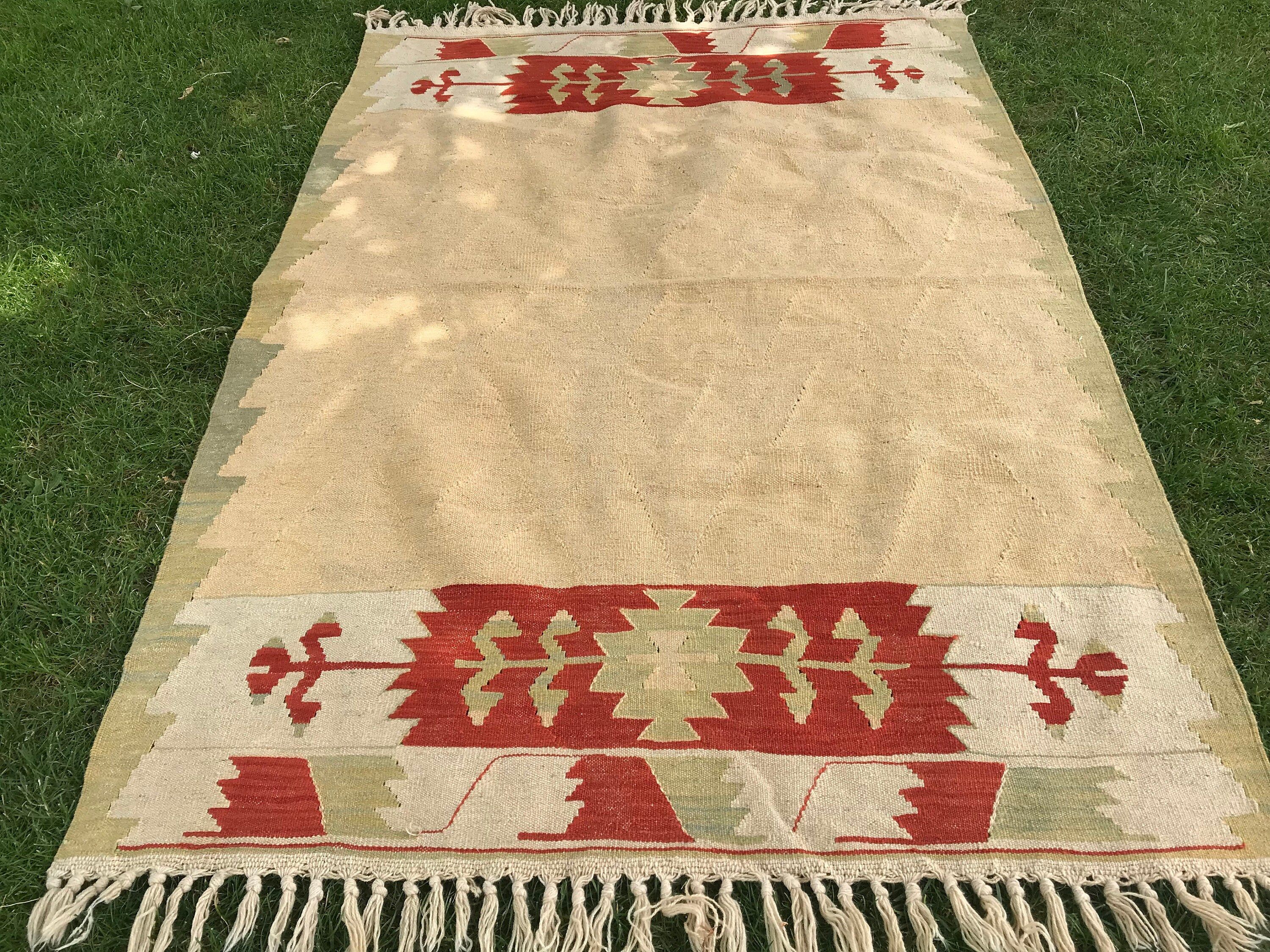 Turkish Rug, Beige Moroccan Rugs, Organic Rugs, Oushak Rugs, 3.9x5.5 ft Accent Rugs, Kilim, Vintage Rug, Cool Rugs, Entry Rug, Kitchen Rugs