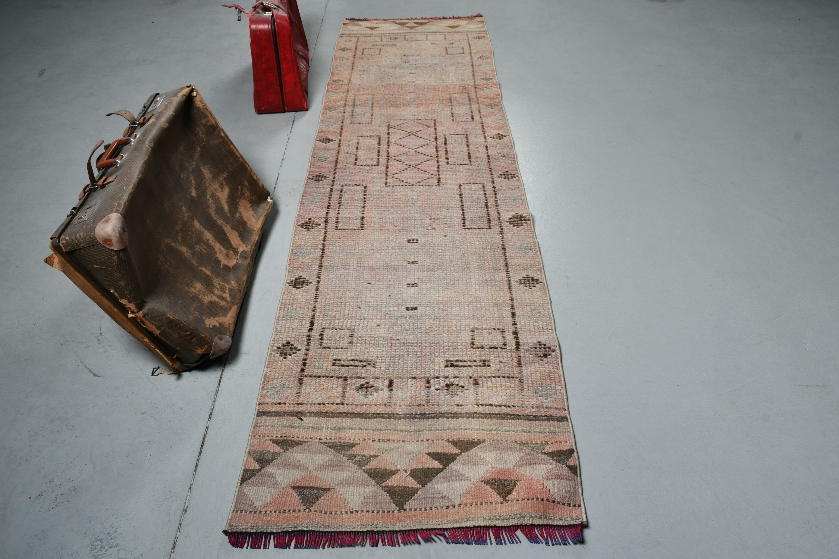 Art Rugs, Turkish Rug, Hallway Rug, 2.5x9.5 ft Runner Rugs, Vintage Rug, Rugs for Corridor, Beige Antique Rug, Wool Rug