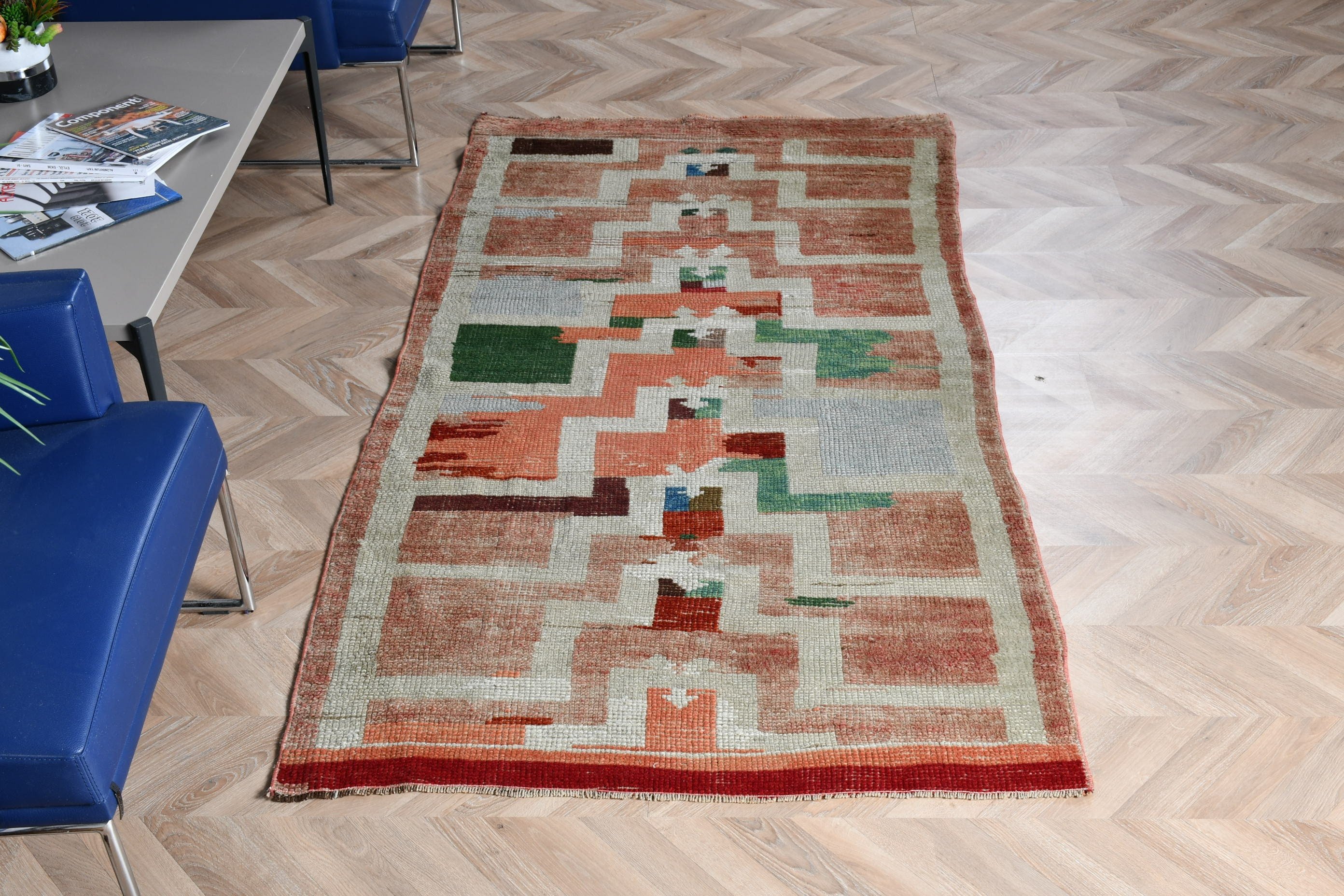 Oriental Rug, Vintage Rugs, Rugs for Dining Room, Orange Bedroom Rug, Turkish Rug, Bedroom Rug, Living Room Rug, 3.6x7 ft Area Rugs