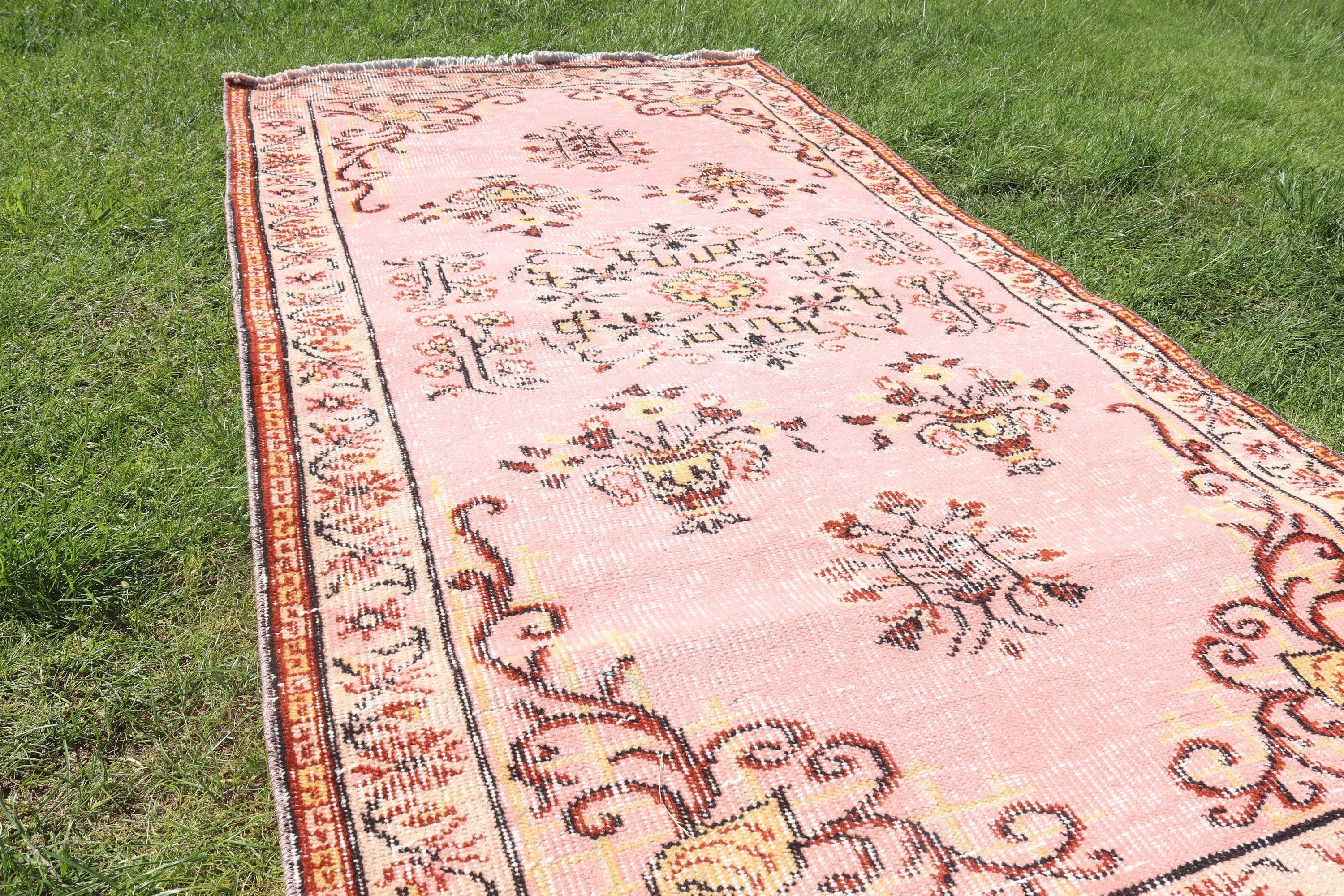 Geometrik Halılar, Vintage Vurgulu Halılar, Vintage Halı, Çocuk Halısı, Ev Dekorasyonu Halıları, Türk Halıları, 3.6x6.6 ft Aksan Halısı, Pembe Açıklama Halıları