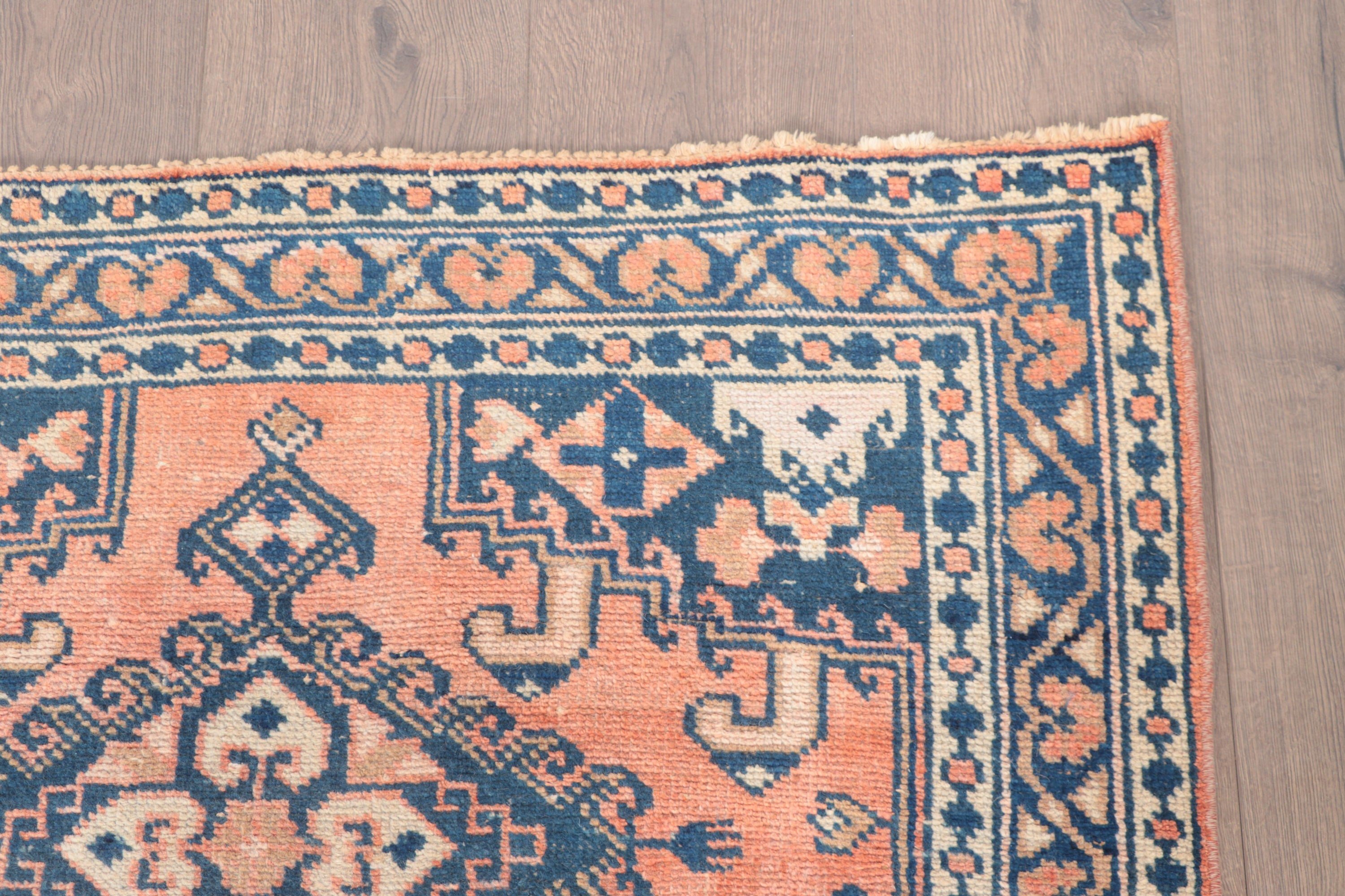 Vintage Halı, Boho Halıları, Türk Halısı, 3.2x4.9 ft Aksan Halısı, Giriş Halısı, Vintage Vurgu Halısı, Yer Halıları, Geometrik Halılar, Turuncu Antika Halılar