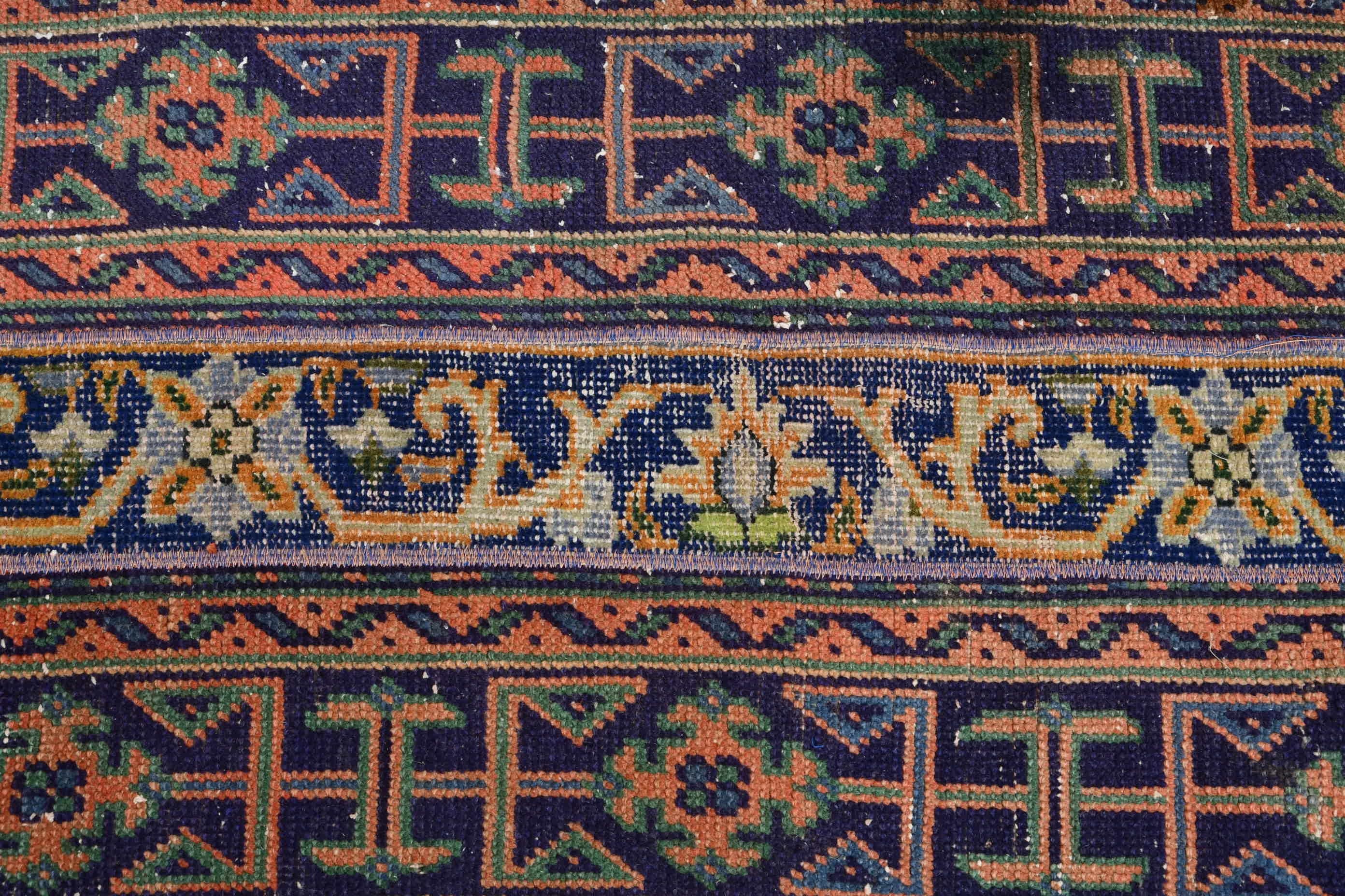 Turkish Rug, Oriental Rug, Vintage Rug, Old Rug, Car Mat Rugs, Moroccan Rugs, Blue Wool Rug, Wall Hanging Rug, 2.1x4.6 ft Small Rugs