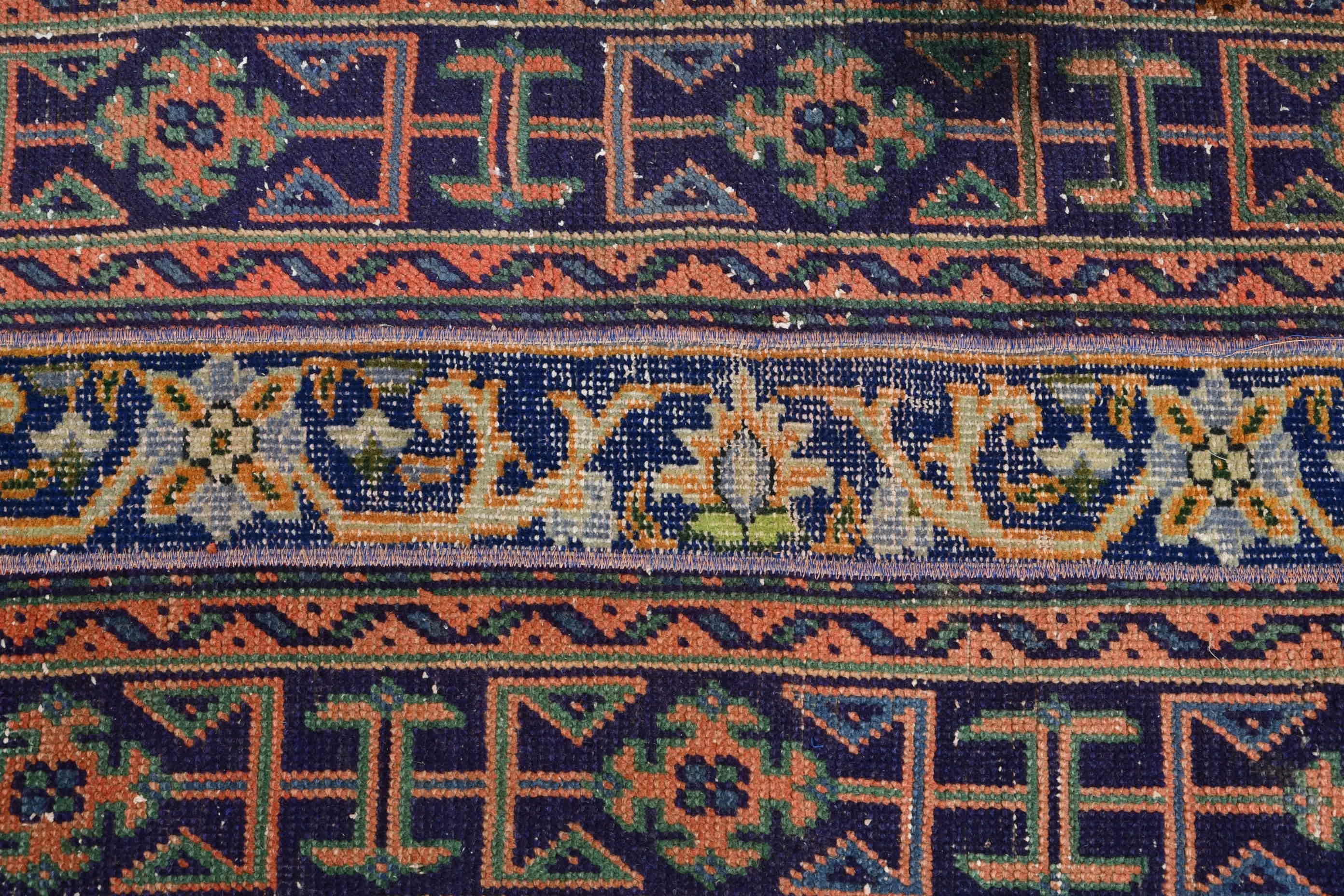 Türk Halısı, Oryantal Halı, Vintage Halı, Eski Halı, Araba Paspas Halıları, Fas Halıları, Mavi Yün Halı, Duvara Asılı Halı, 2.1x4.6 ft Küçük Halılar