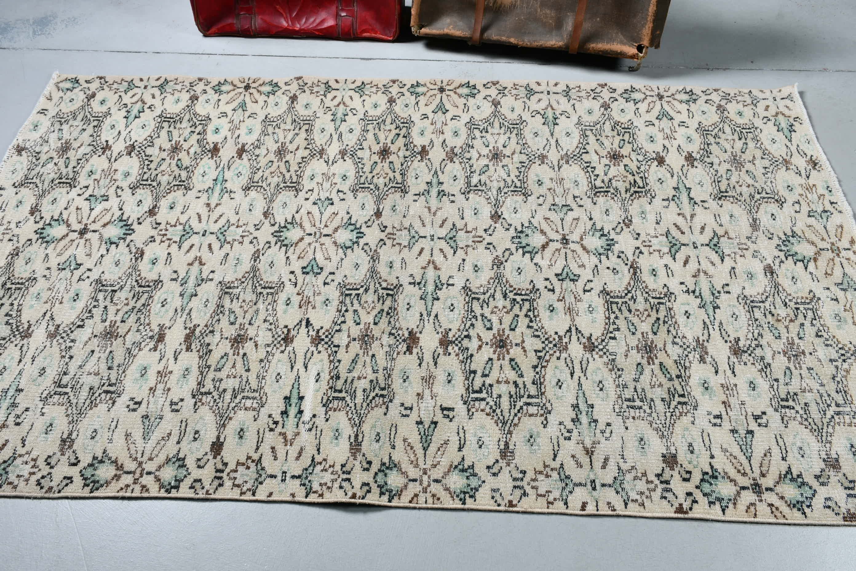 Indoor Rugs, Beige Bedroom Rug, Rugs for Area, Vintage Rug, 4.1x7.1 ft Area Rug, Anatolian Rug, Turkish Rugs, Living Room Rug, Oushak Rug