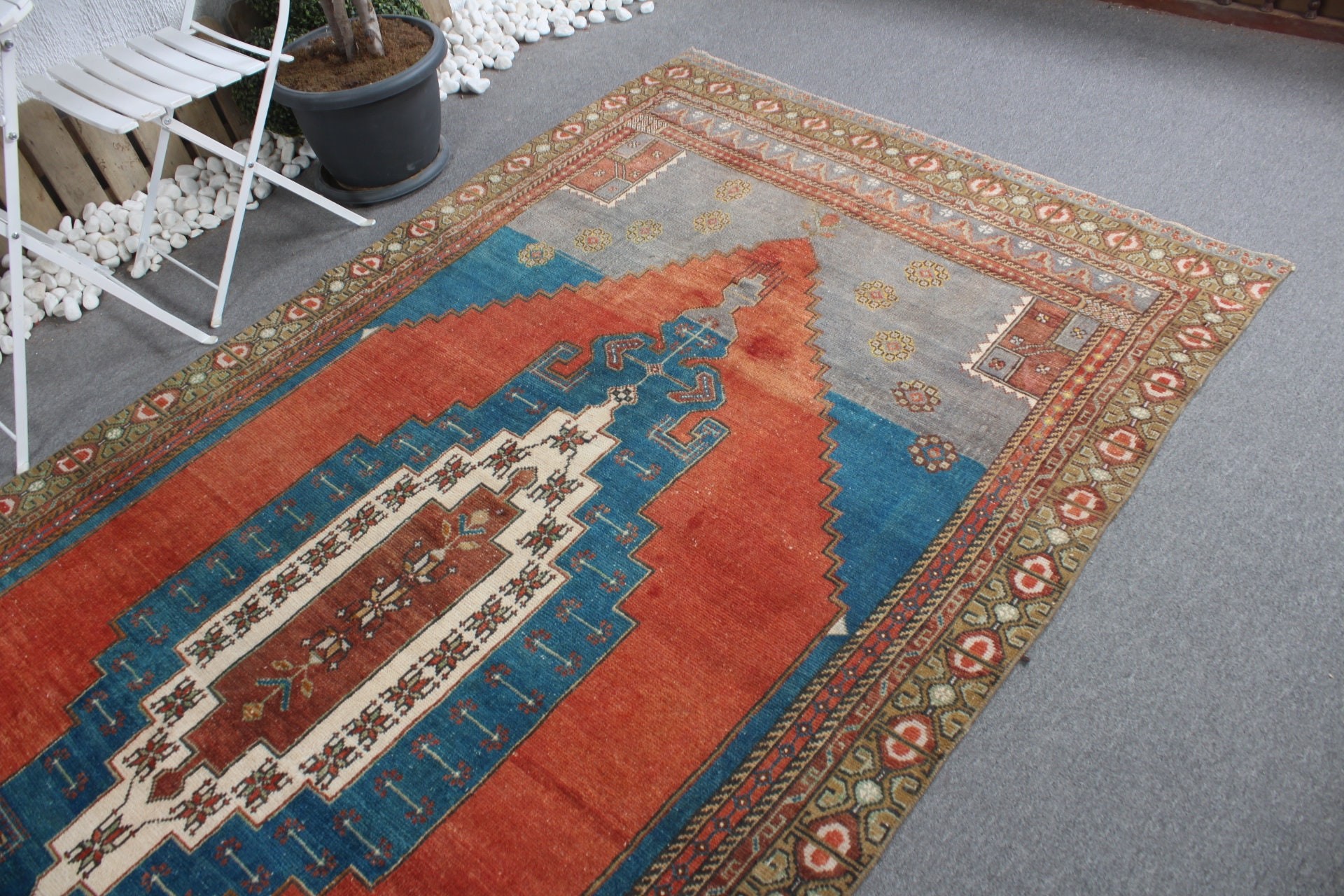 Salon Rug, Blue Bedroom Rugs, Wool Rug, Antique Rug, Turkish Rug, Living Room Rug, Aesthetic Rug, Vintage Rug, 5.4x10.8 ft Large Rug