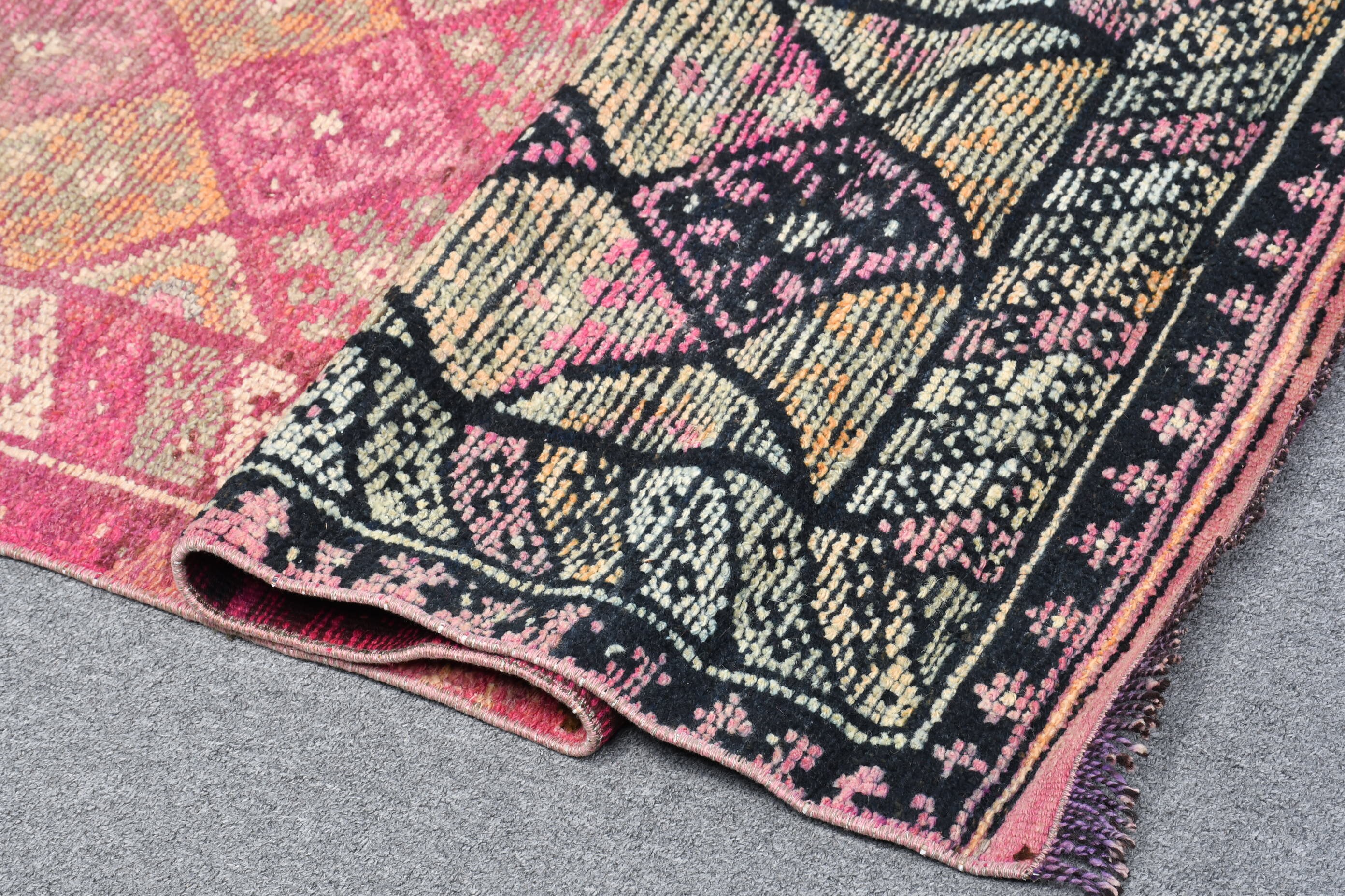 Pink Moroccan Rugs, Vintage Rug, 2.5x12.5 ft Runner Rug, Stair Rug, Cool Rug, Corridor Rug, Turkish Rug, Rugs for Stair