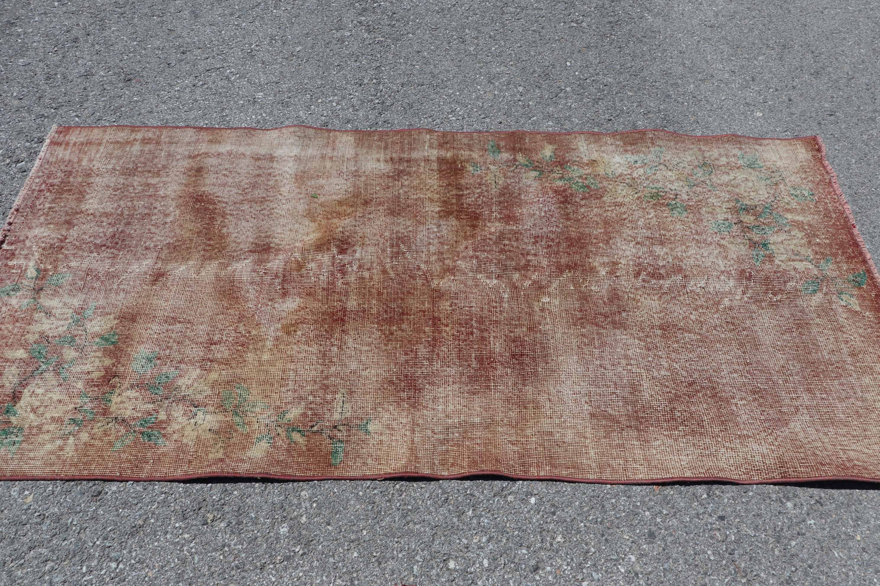 Home Decor Rug, Turkish Rugs, 3.3x6.6 ft Accent Rugs, Vintage Rugs, Kitchen Rug, Floor Rugs, Boho Rug, Orange Antique Rugs, Bedroom Rugs