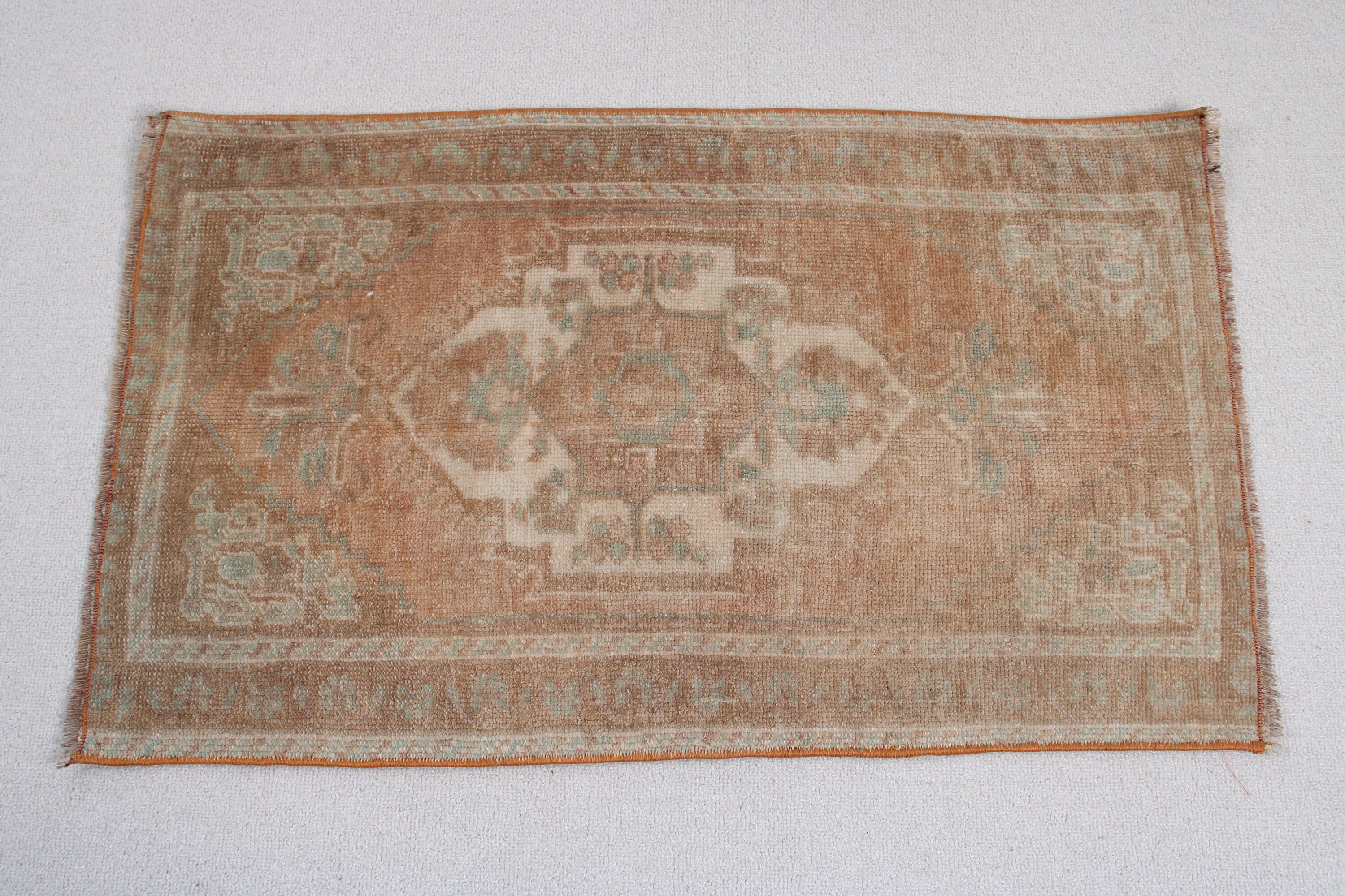 Vintage Halı, Yatak Odası Halıları, Paspas Halısı, Türk Halısı, Duvara Asılı Halı, Türkiye Halısı, Turuncu Yün Halılar, 1.7x2.9 ft Küçük Halı, Anadolu Halıları