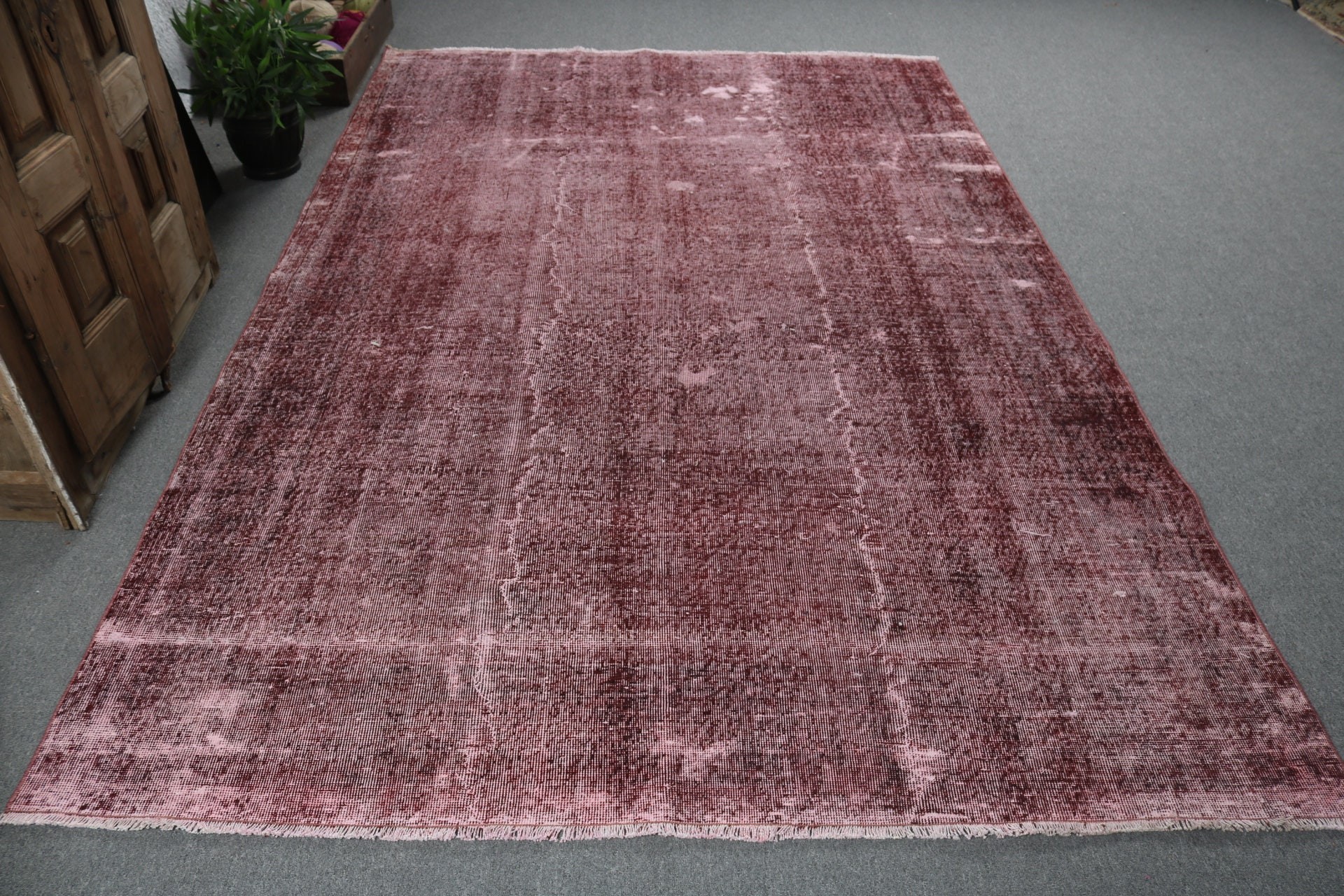 Geometrik Halı, Türk Halısı, Vintage Halı, Mor Soğuk Halı, Salon Halısı, Nötr Halı, 6.2x9.4 ft Büyük Halılar, Oturma Odası Halısı, Organik Halılar