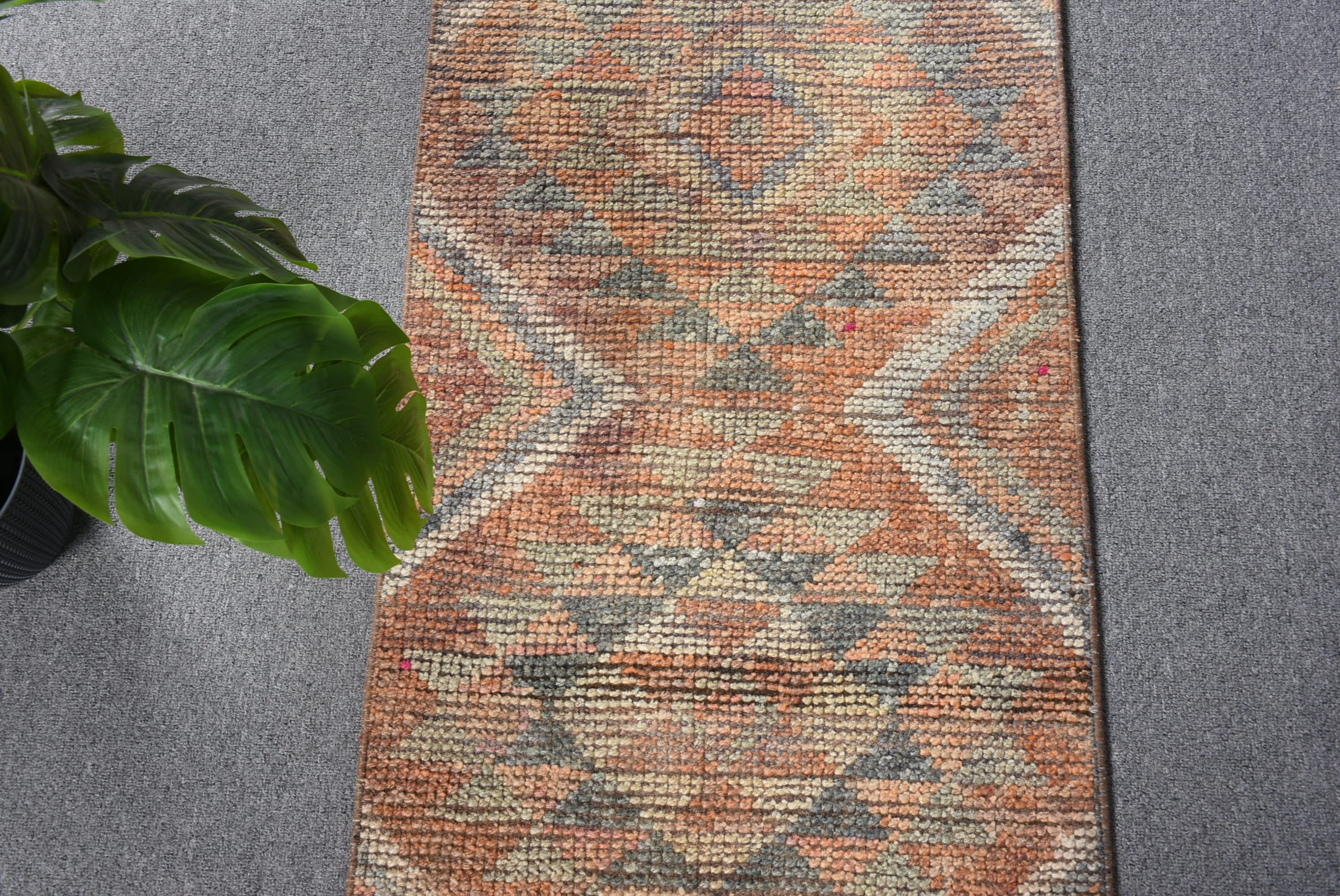 Vintage Rug, Dorm Rug, Corridor Rugs, 1.7x11.1 ft Runner Rug, Turkish Rugs, Home Decor Rug, Blue Wool Rug, Kitchen Rug