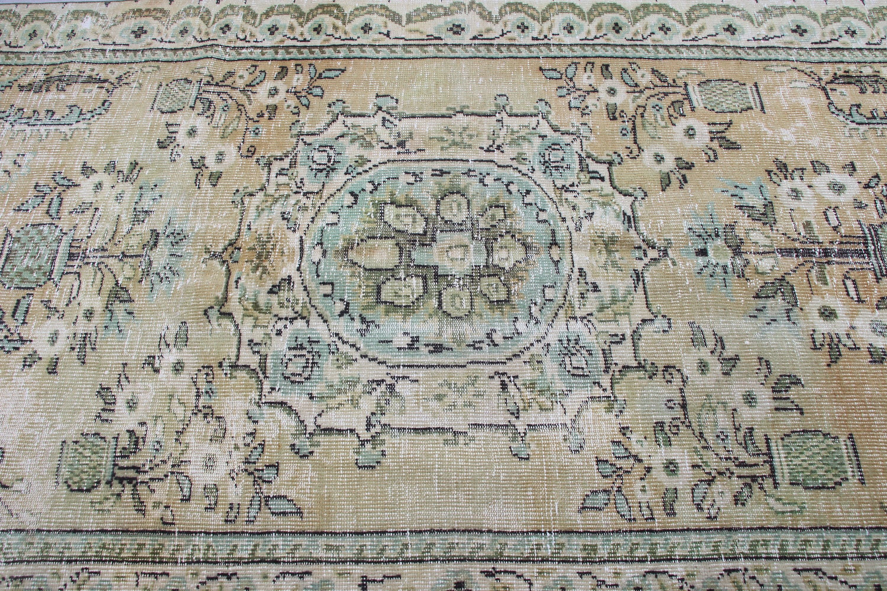 Yeşil Oushak Halıları, Oturma Odası Halısı, Türk Halısı, Vintage Halı, Yatak Odası Halısı, Yer Halıları, Oryantal Halı, Salon Halıları, 4,7x9,5 ft Büyük Halı