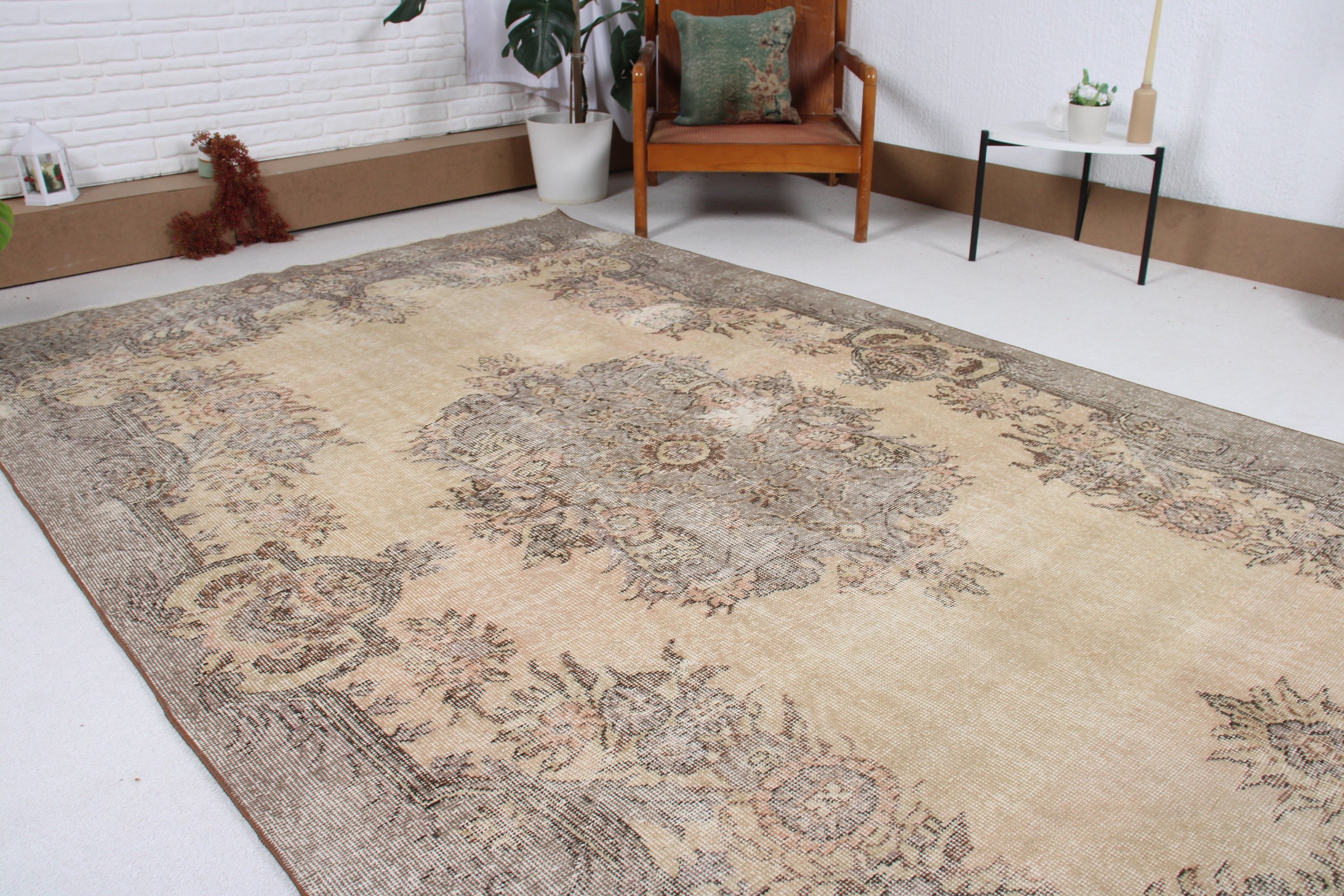 Büyük Vintage Halılar, Oturma Odası Halıları, Turuncu El Dokuma Halılar, Ev Dekorasyonu Halıları, 6x10 ft Büyük Halılar, El Dokuma Halılar, Türk Halısı, Vintage Halı