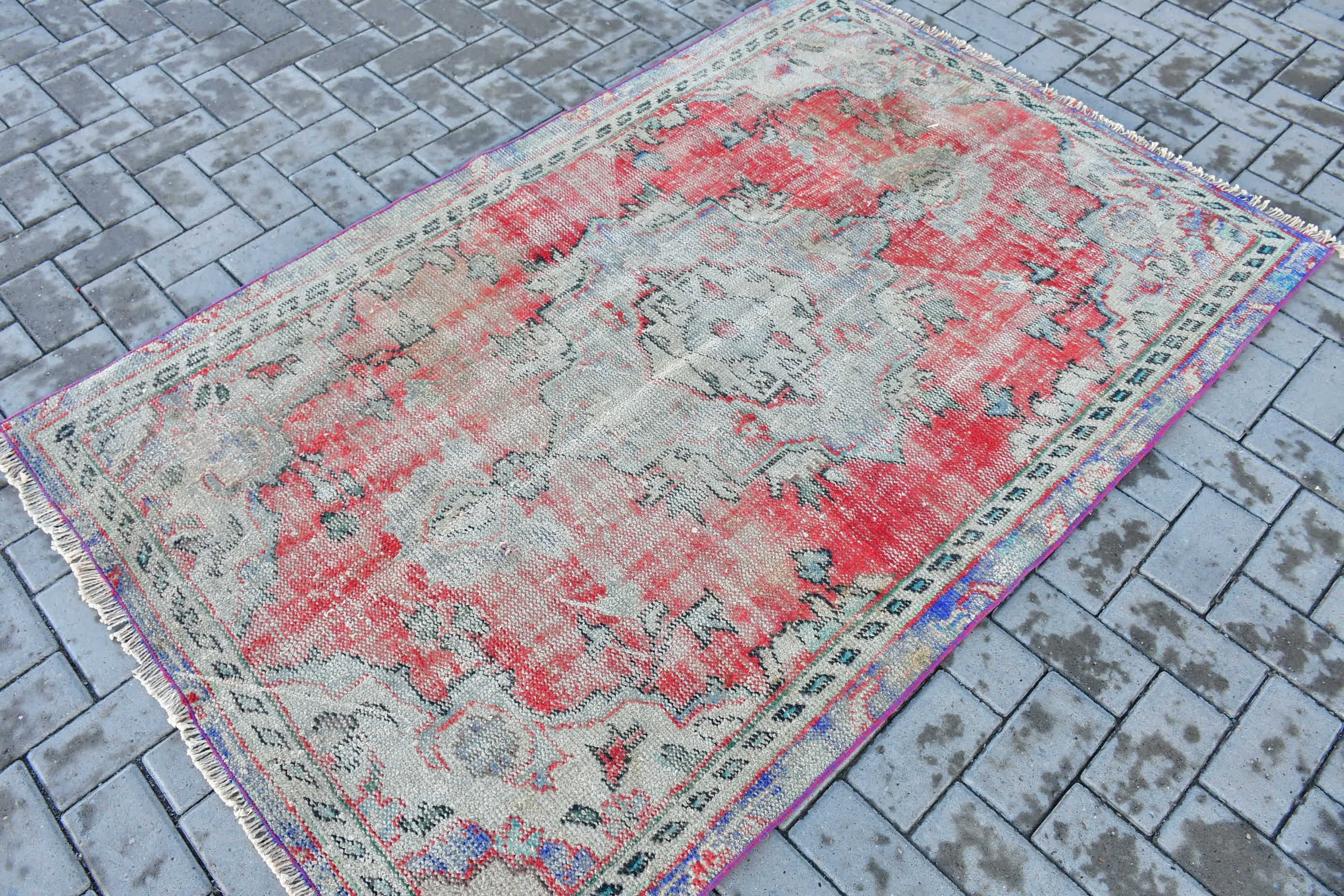 Red Anatolian Rug, Turkish Rug, Antique Rugs, Handwoven Rug, 4x6.1 ft Area Rugs, Home Decor Rug, Vintage Rug, Dining Room Rugs, Indoor Rug