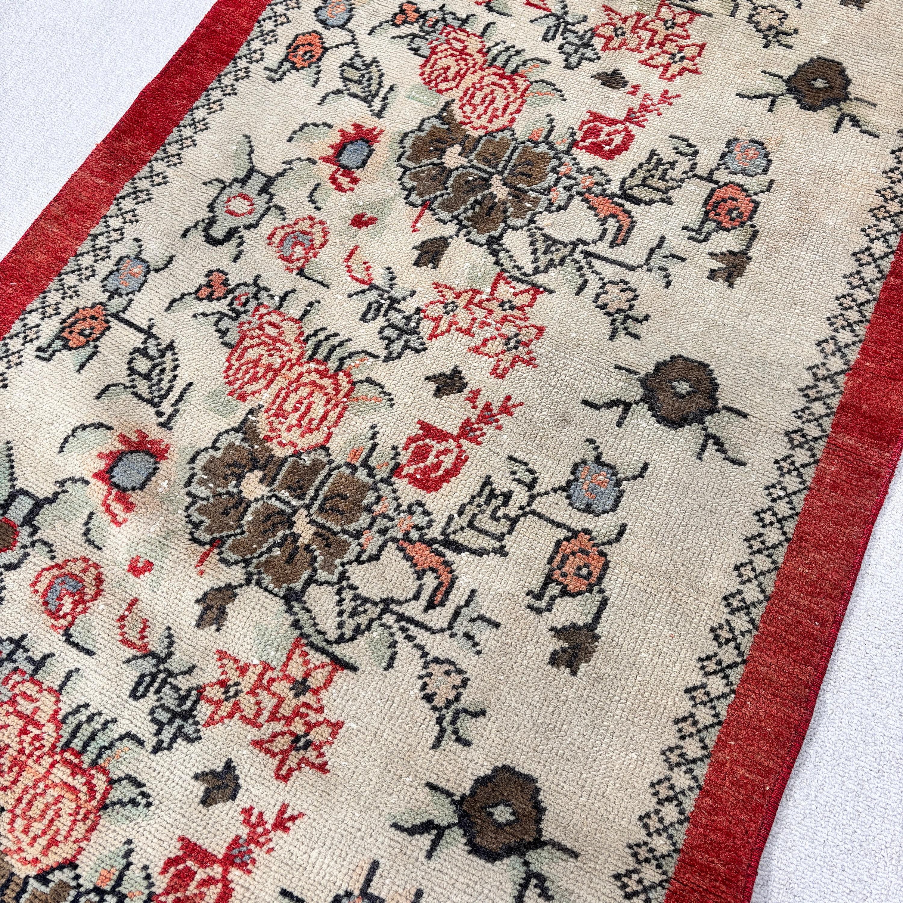 Vintage Rug, 2.5x5.4 ft Small Rugs, Bathroom Rugs, Turkish Rug, Rugs for Entry, Floor Rug, Beige Statement Rug, Handmade Rug, Luxury Rugs