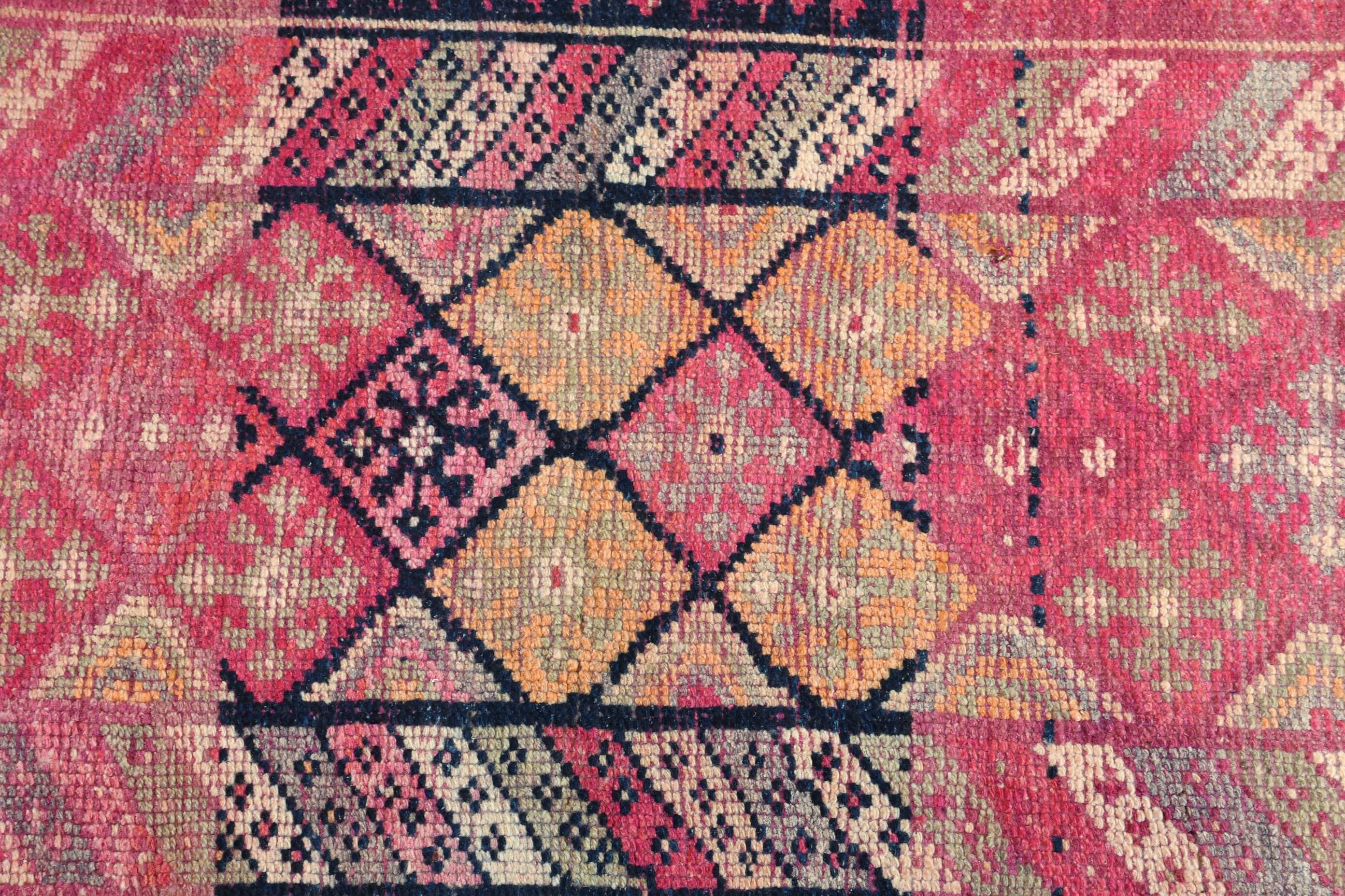 Pink Moroccan Rugs, Vintage Rug, 2.5x12.5 ft Runner Rug, Stair Rug, Cool Rug, Corridor Rug, Turkish Rug, Rugs for Stair