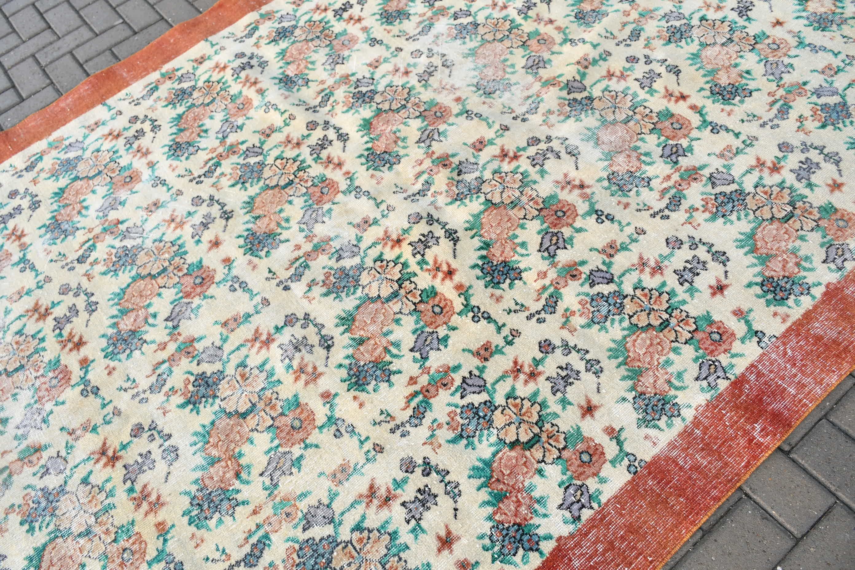 Pastel Rug, Kitchen Rugs, Antique Rug, Salon Rug, Turkish Rug, Vintage Rugs, 6.7x9.9 ft Large Rugs, Beige Oriental Rug, Dining Room Rugs