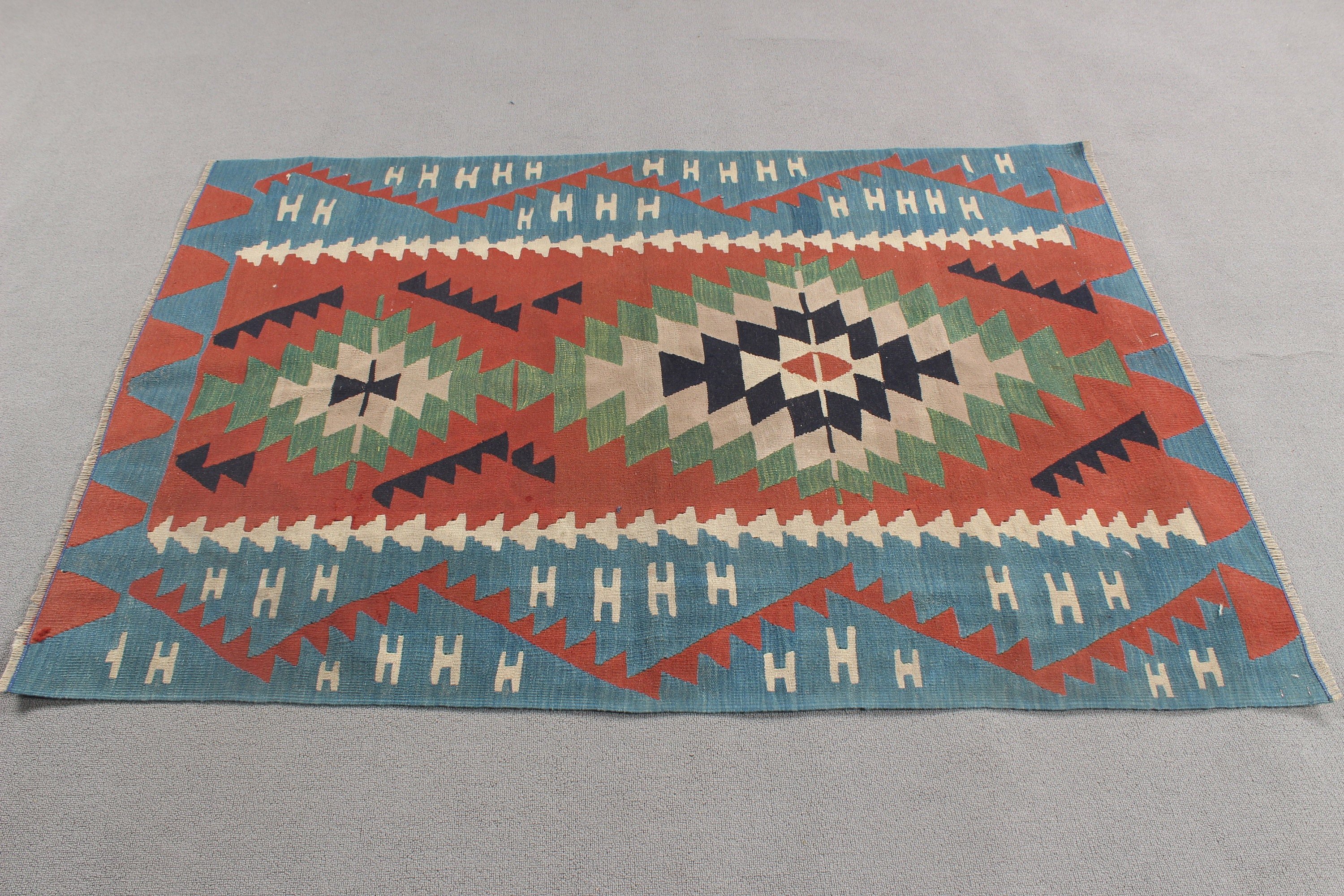 Çocuk Halısı, Yatak Odası Halısı, Vintage Halılar, Fas Halıları, Kırmızı Antika Halı, Türk Halıları, Vintage Vurgulu Halılar, 3,9x5,4 ft Accent Halı, Kilim