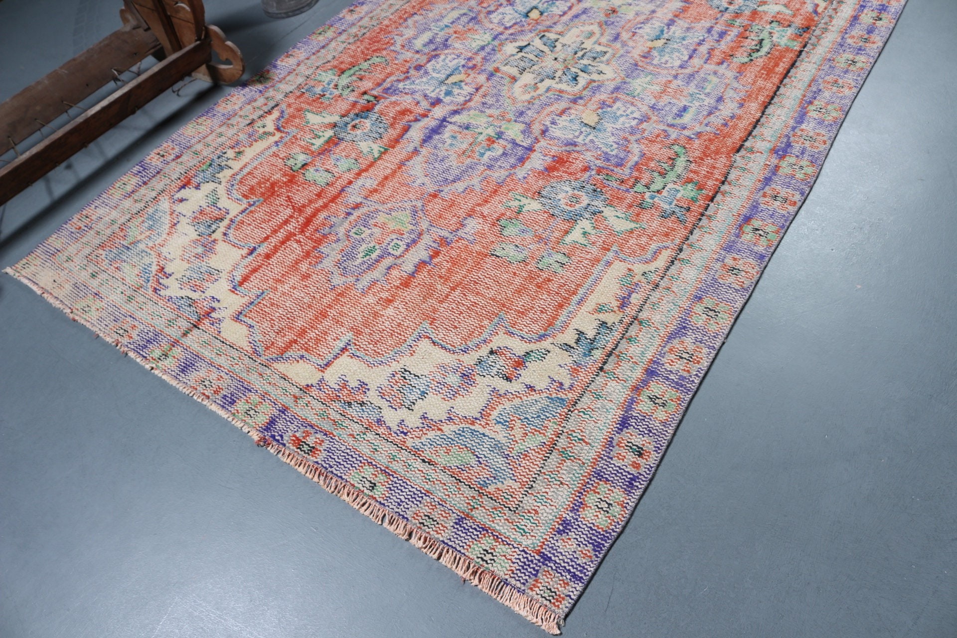 Eclectic Rug, Salon Rug, Cool Rugs, Vintage Rug, Orange Bedroom Rugs, Dining Room Rug, 5.4x9 ft Large Rug, Home Decor Rugs, Turkish Rugs