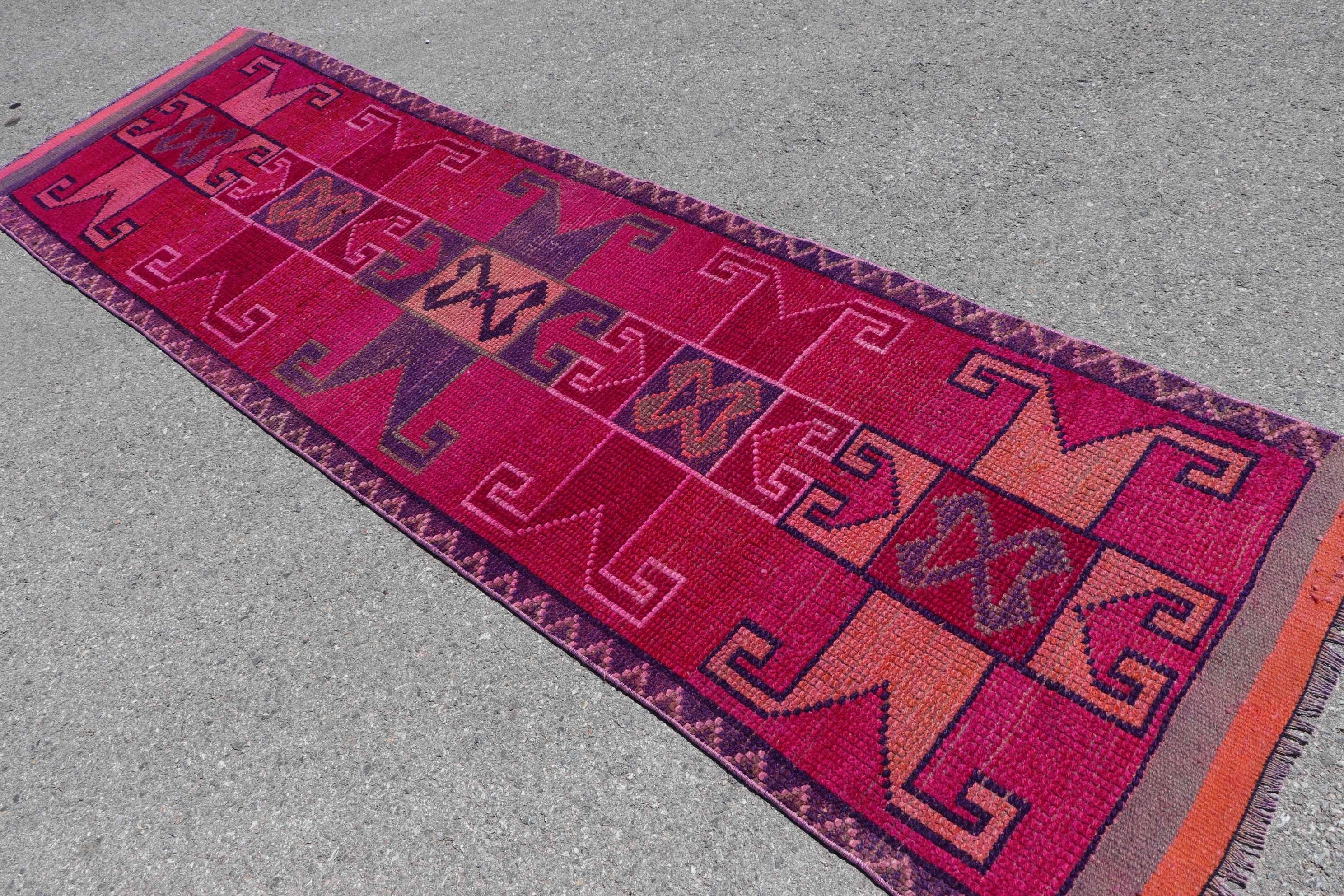 Hallway Rugs, Rugs for Stair, 2.8x9.3 ft Runner Rugs, Oriental Rug, Stair Rug, Pink Oushak Rug, Vintage Rug, Turkish Rug