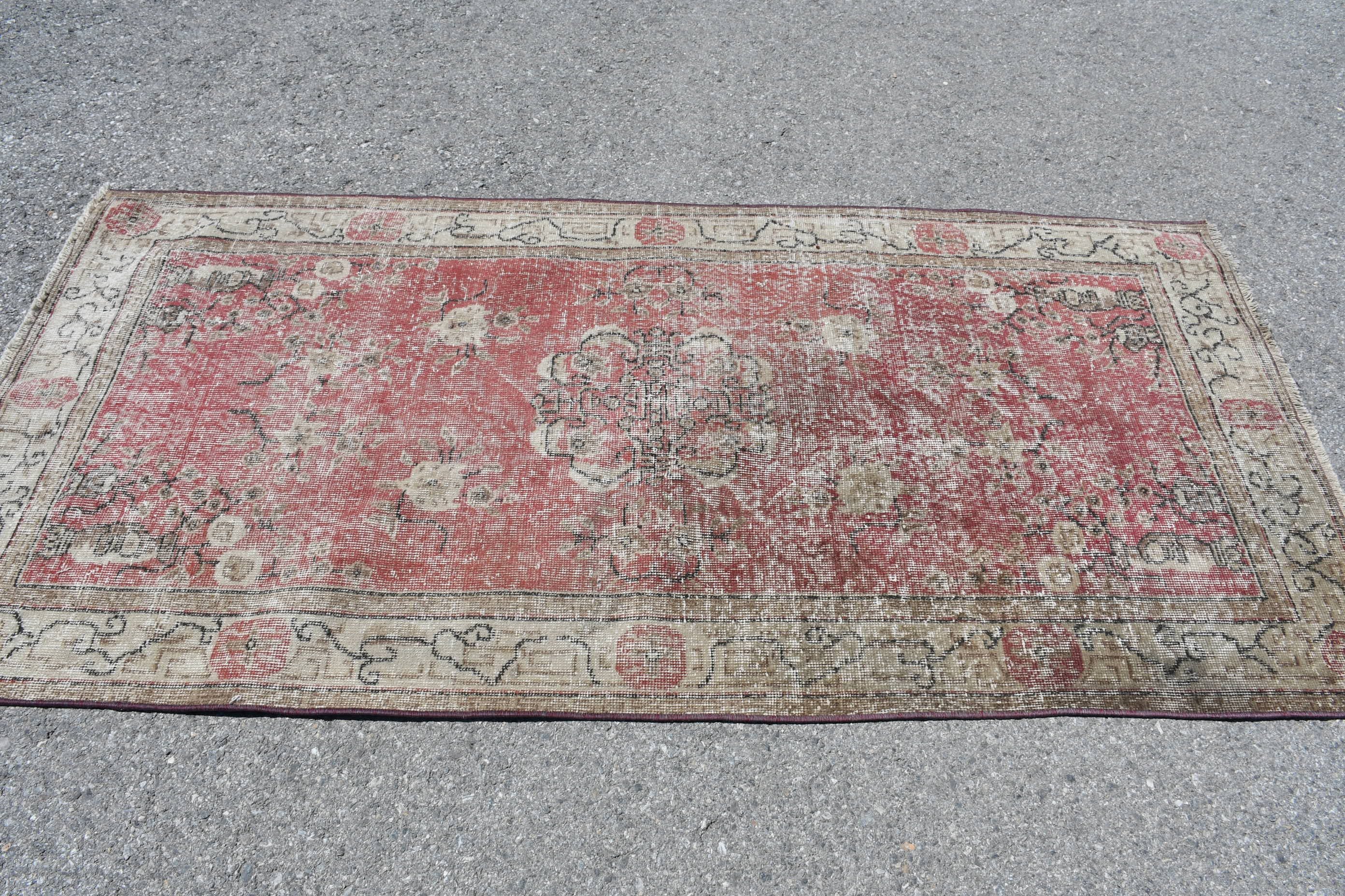 Bedroom Rug, 3.5x7.2 ft Area Rugs, Floor Rugs, Oriental Rug, Custom Rugs, Rugs for Dining Room, Red Oriental Rugs, Vintage Rug, Turkish Rug