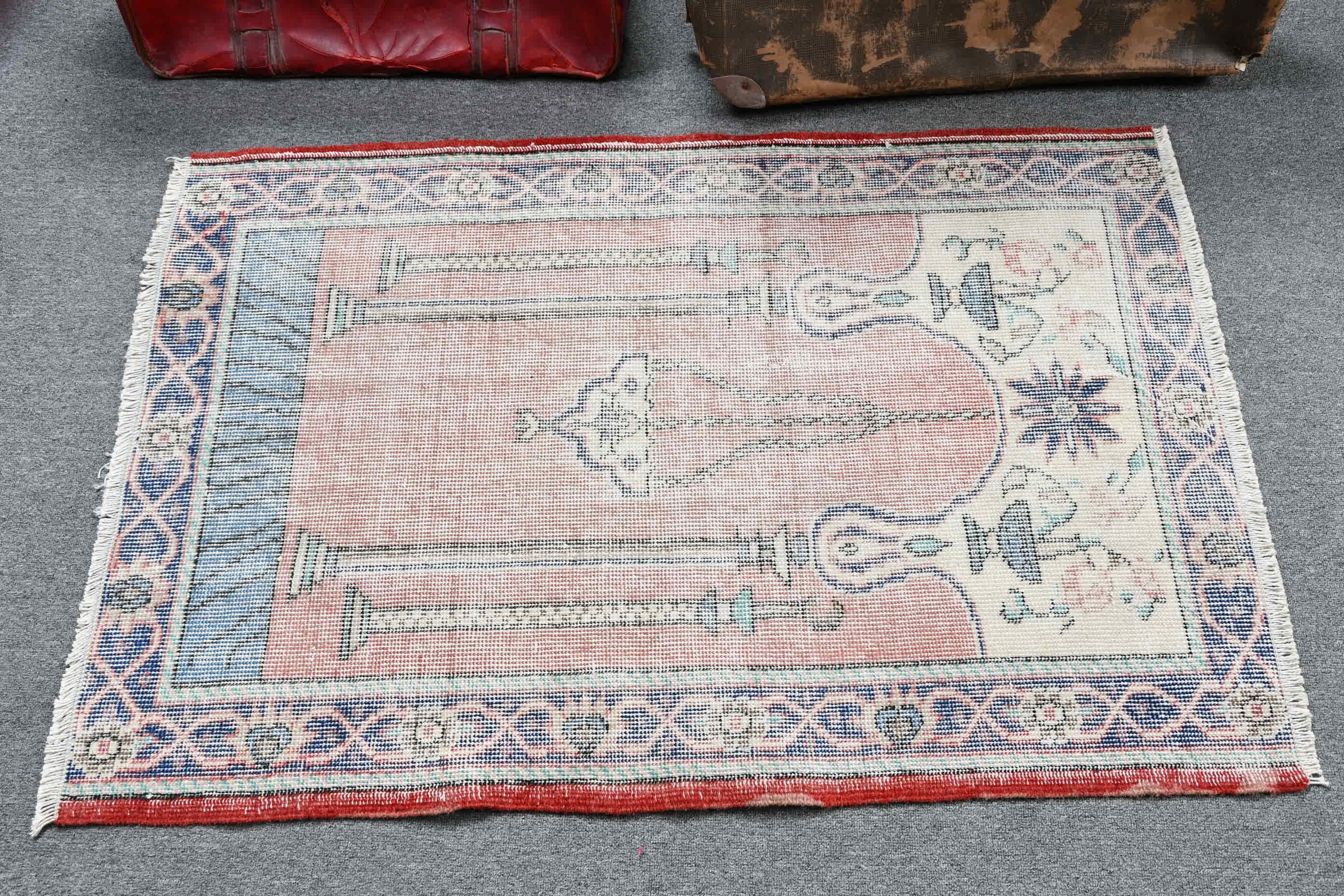Rugs for Car Mat, Vintage Rug, Wall Hanging Rug, Bath Rug, Turkish Rugs, 2.7x4 ft Small Rug, Kitchen Rug, Red Moroccan Rug