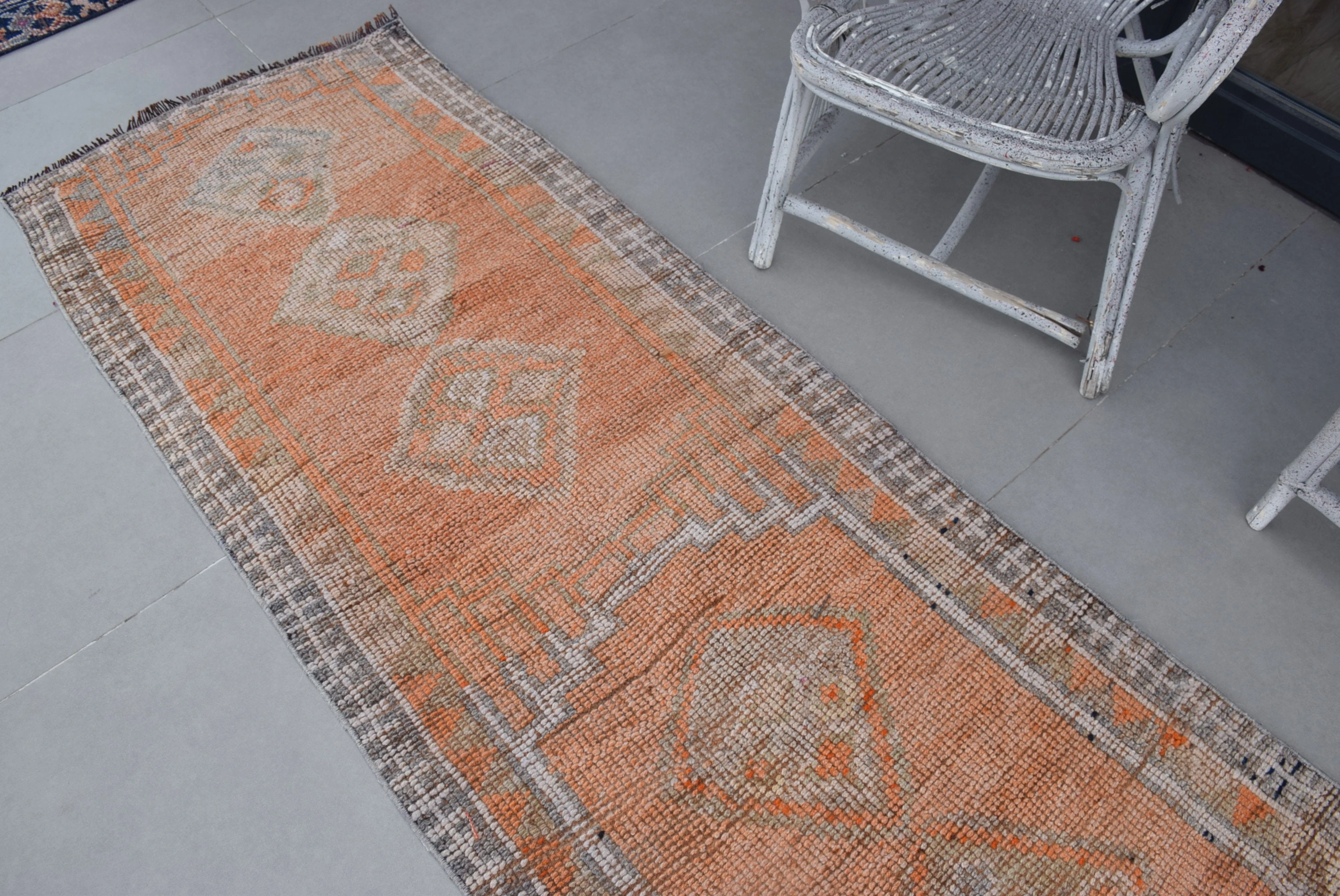 Pale Rugs, Vintage Rug, Antique Rug, Home Decor Rug, Turkish Rugs, 2.7x13.5 ft Runner Rugs, Corridor Rug, Orange Moroccan Rug, Hallway Rugs