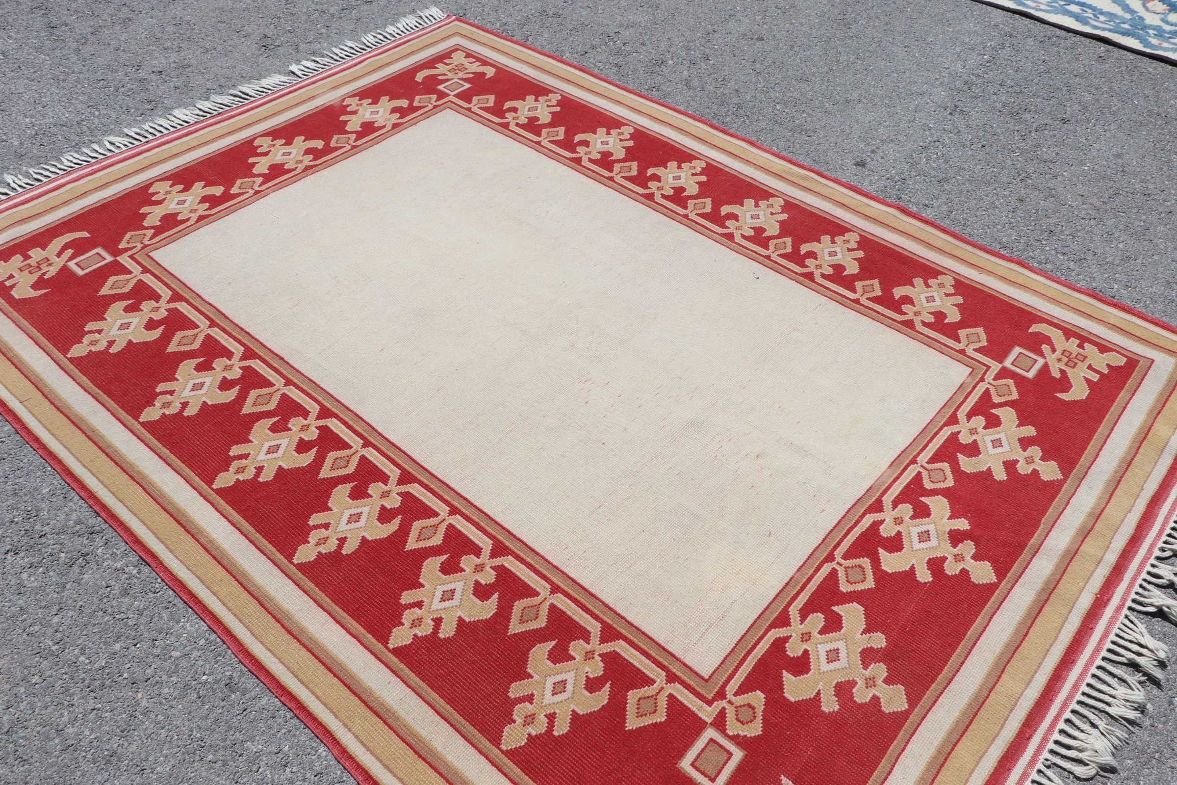 Vintage Rug, Cool Rug, Aesthetic Rugs, 5.9x7.8 ft Large Rug, Oriental Rug, Bedroom Rug, Dining Room Rug, Turkish Rug, Beige Cool Rugs