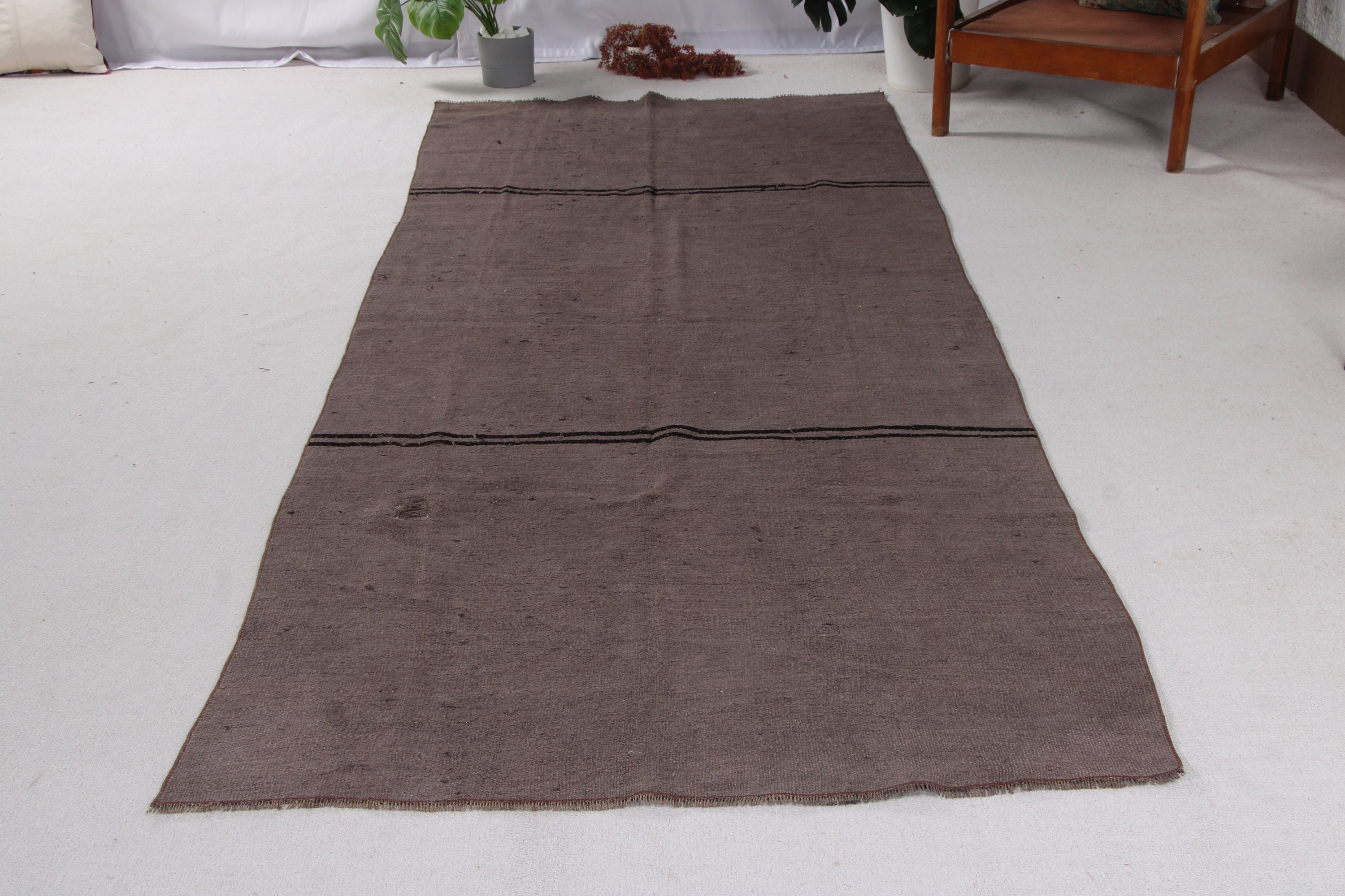 Kahverengi Oushak Halılar, Beni Ourain Koşucu Halıları, Vintage Halı, Sanatsal Halılar, Yün Halı, Türk Halıları, Açıklama Halıları, 4.2x10.7 ft Runner Halısı