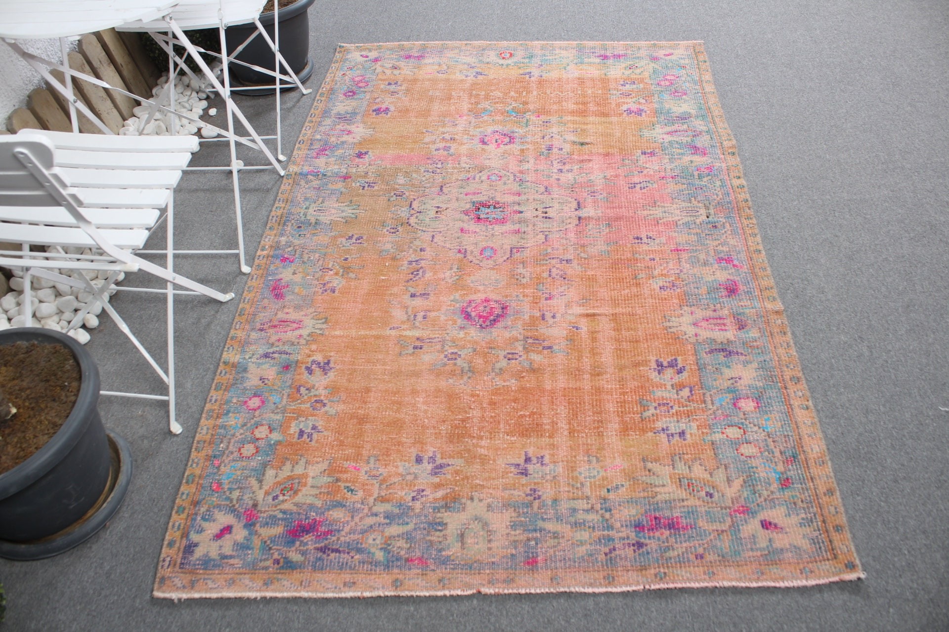 Bedroom Rug, 4.3x6.9 ft Area Rugs, Indoor Rugs, Orange Floor Rug, Rugs for Floor, Oriental Rug, Hand Woven Rug, Vintage Rug, Turkish Rug